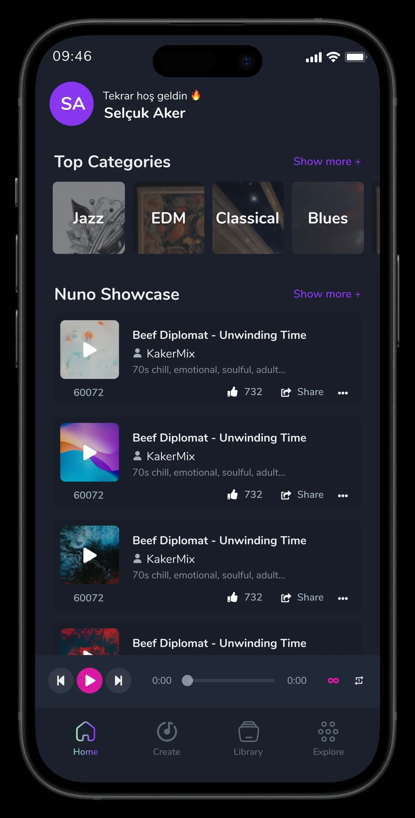 AI Create Music Mobile App — Mobil Uygulama