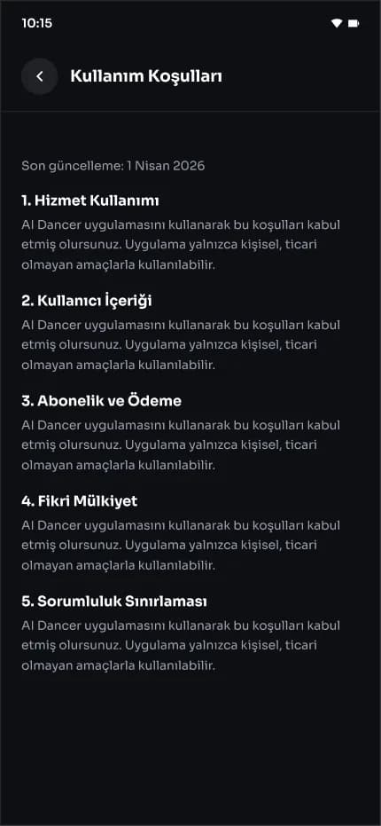 Ai Dance — Mobil Uygulama