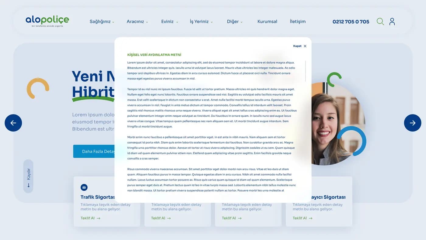 Alo Poliçe — Web Sitesi