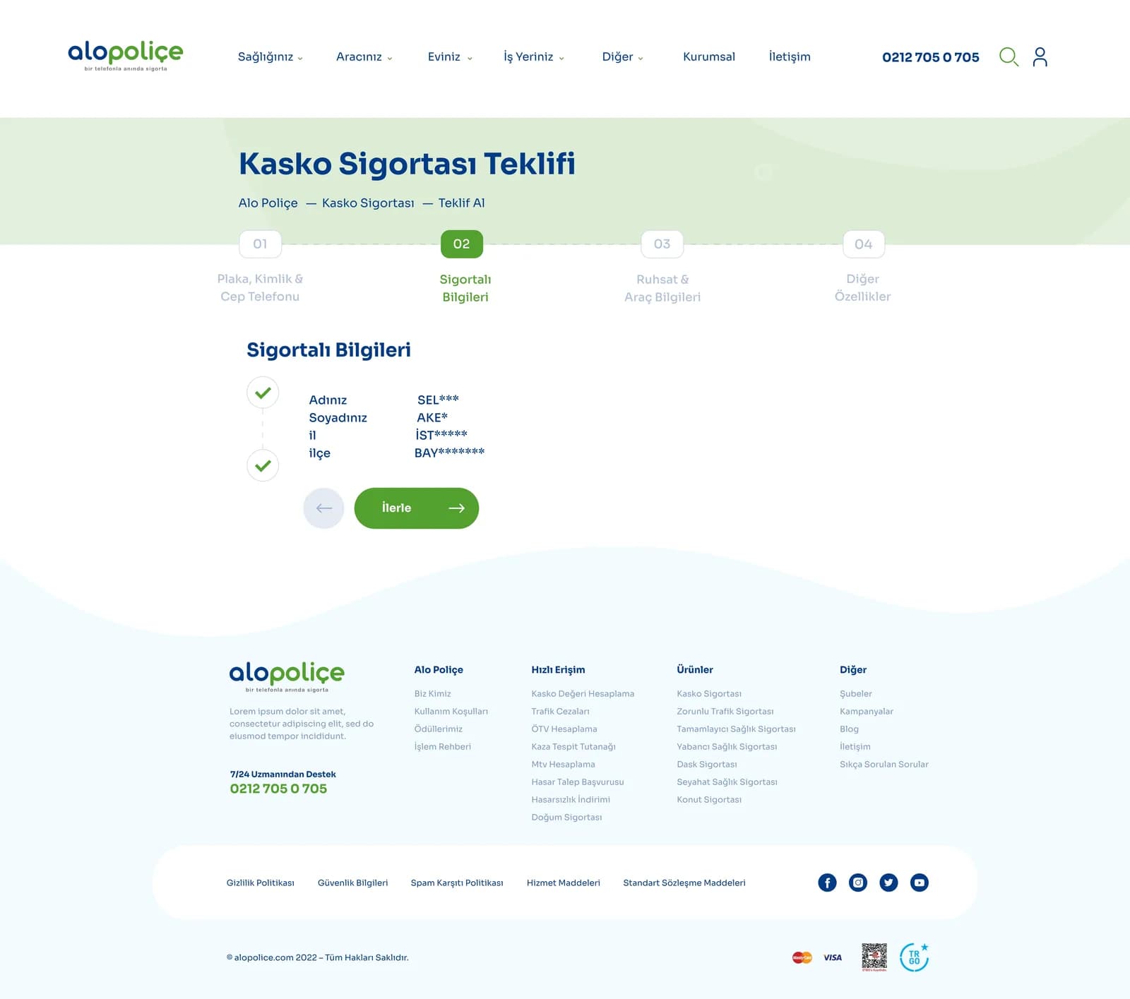 Alo Poliçe — Web Sitesi