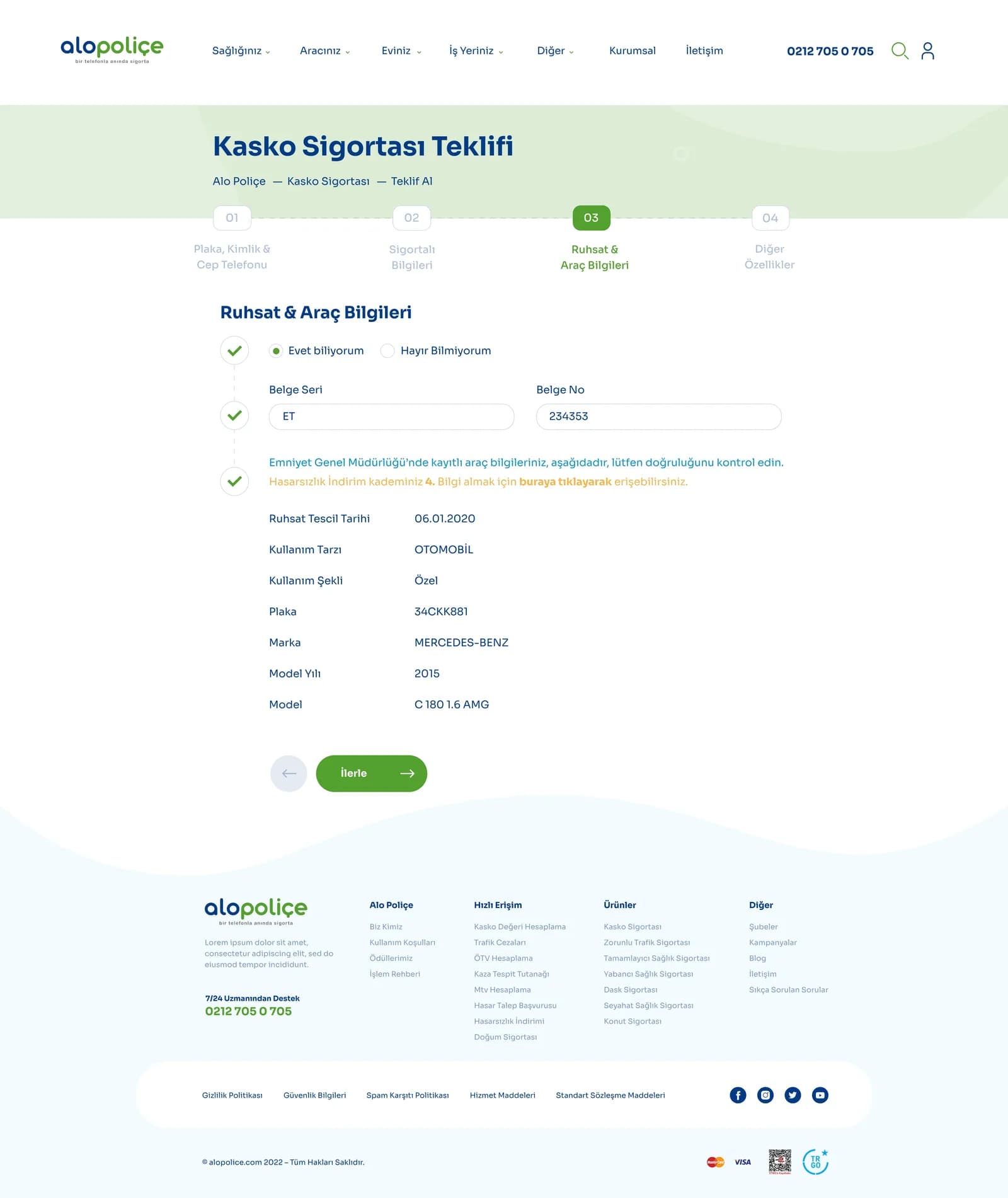 Alo Poliçe — Web Sitesi