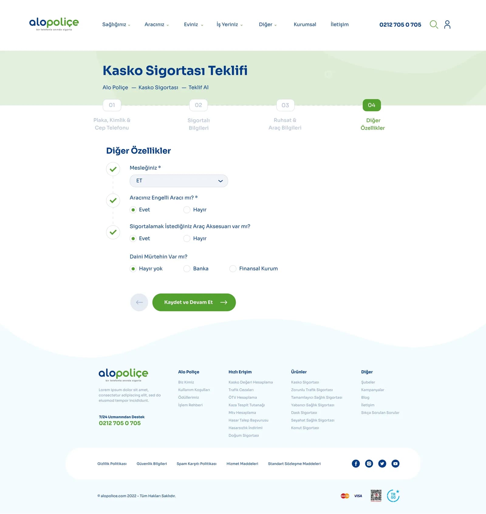 Alo Poliçe — Web Sitesi