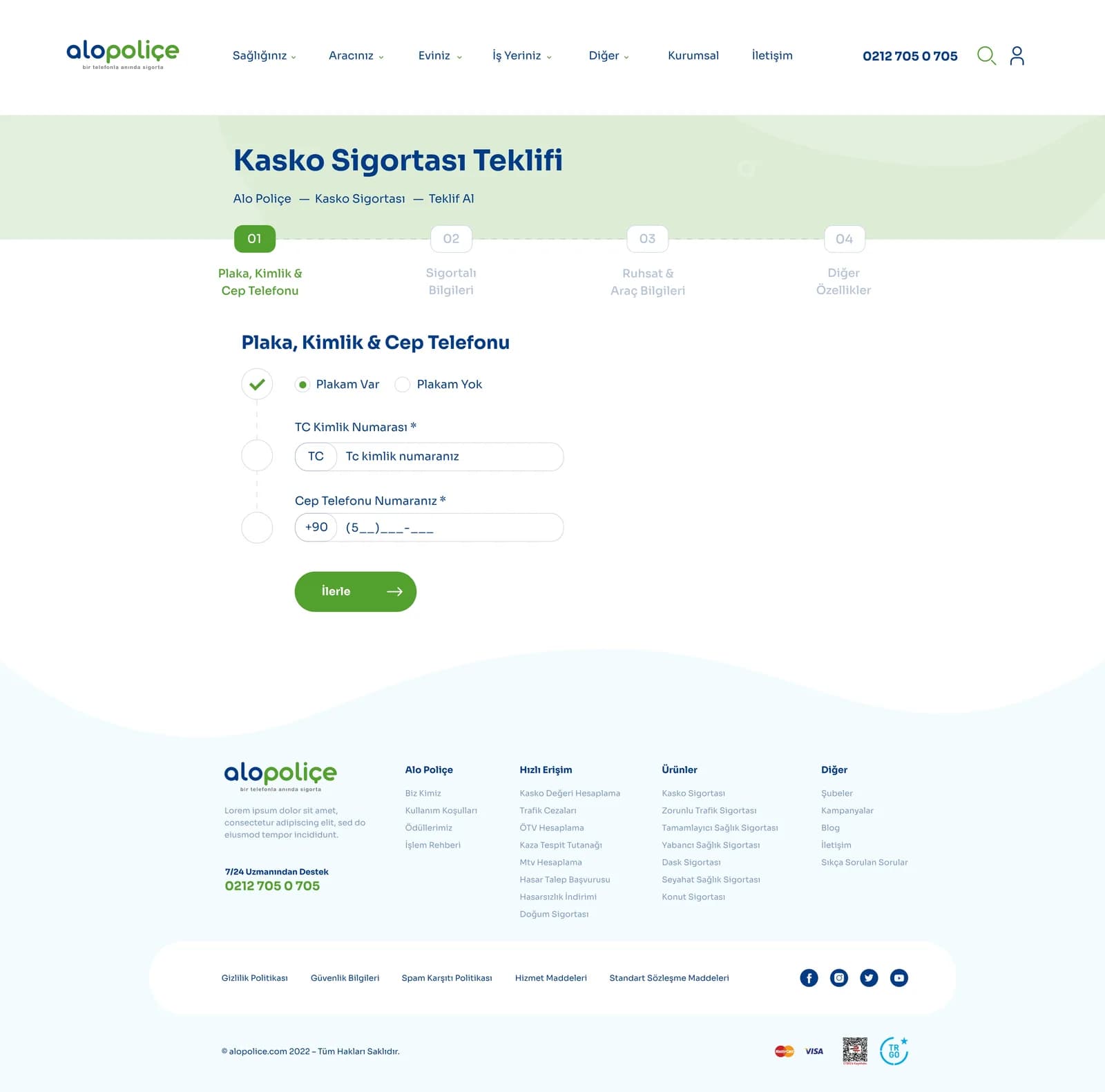 Alo Poliçe — Web Sitesi