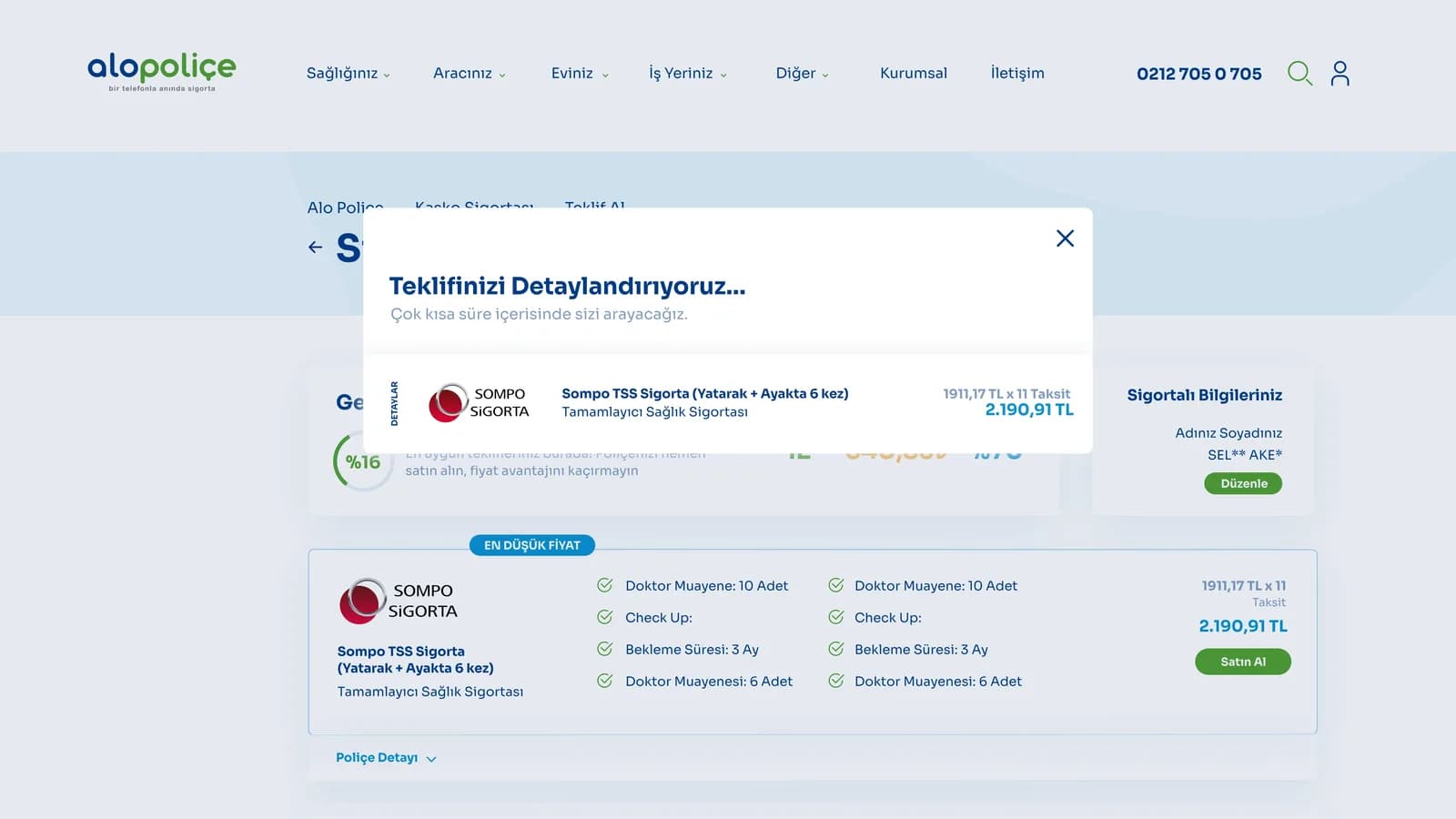 Alo Poliçe — Web Sitesi