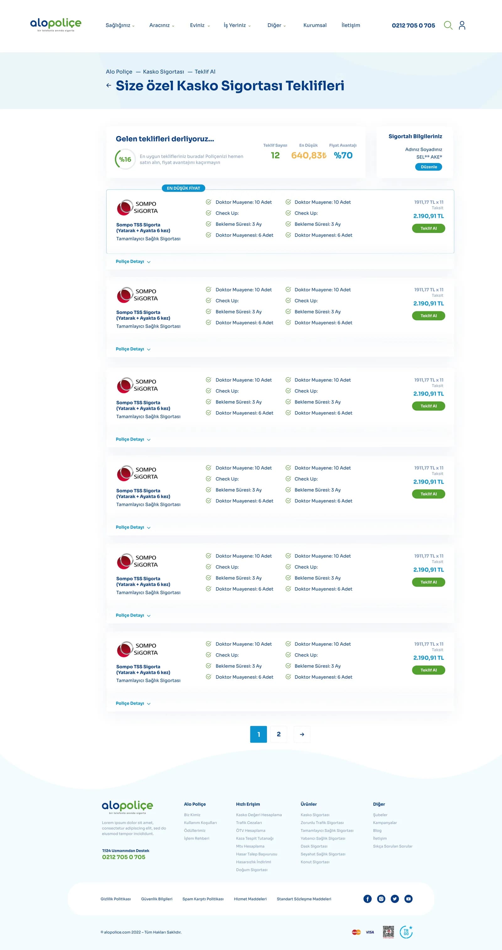 Alo Poliçe — Web Sitesi