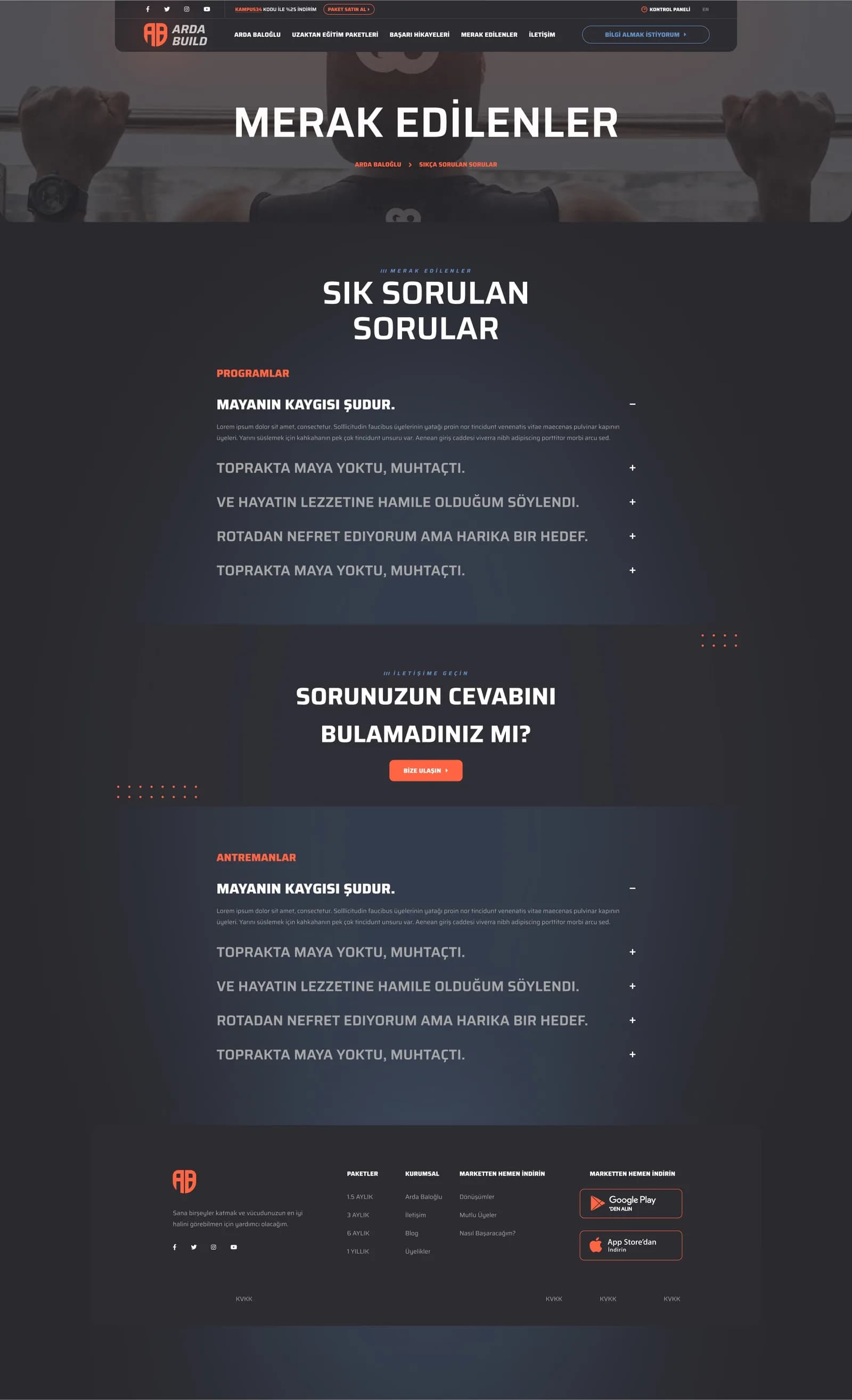 Arda Build Fitness Trainer — Web Sitesi