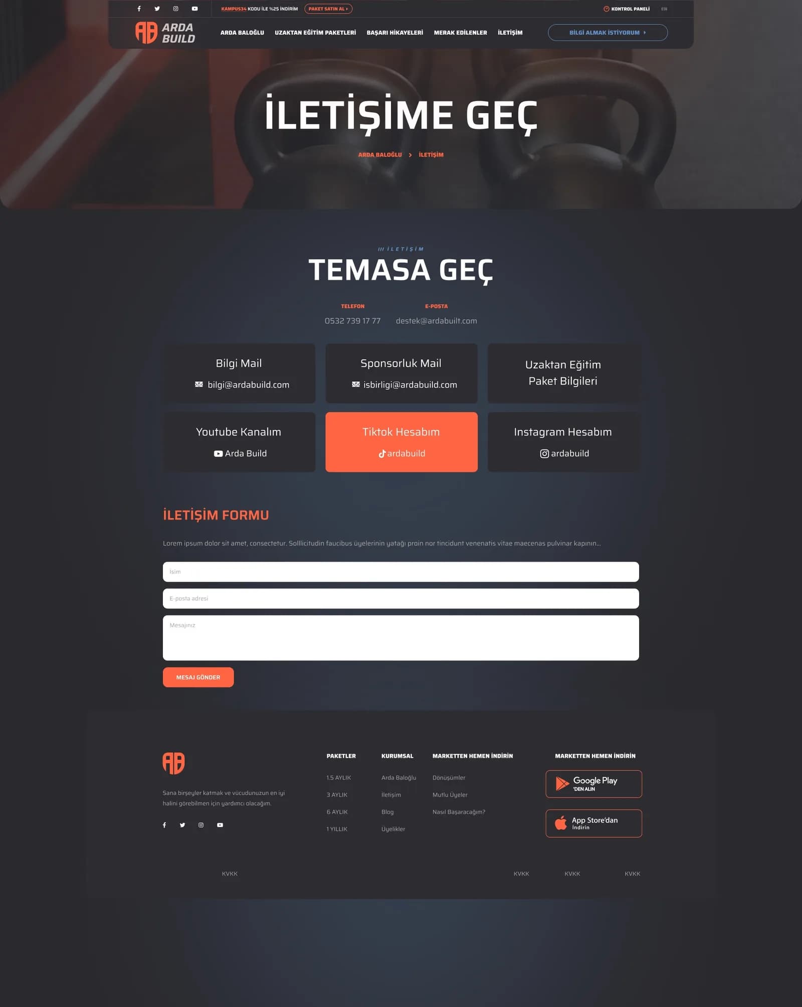 Arda Build Fitness Trainer — Web Sitesi