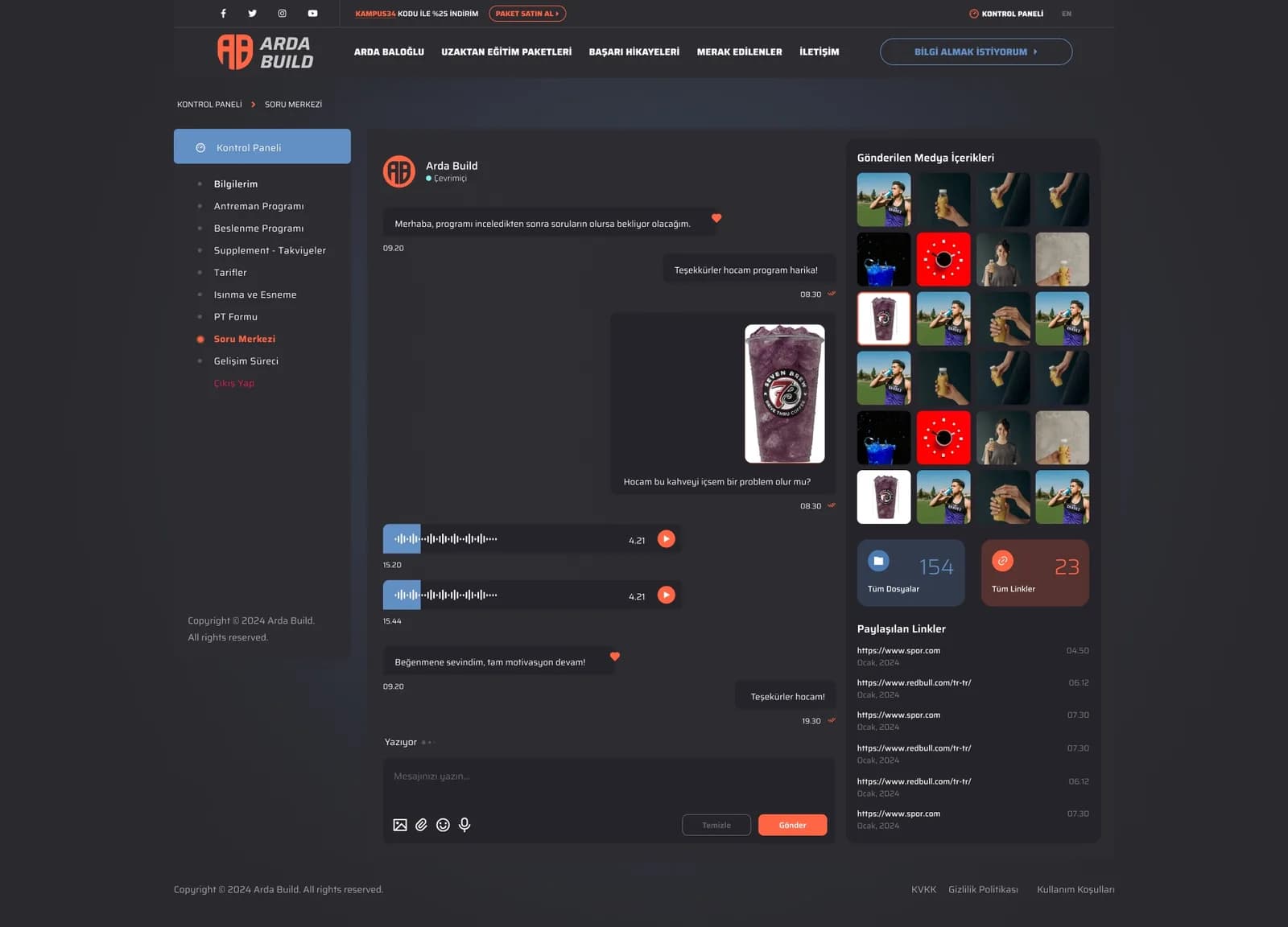 Arda Build Fitness Trainer — Web Sitesi