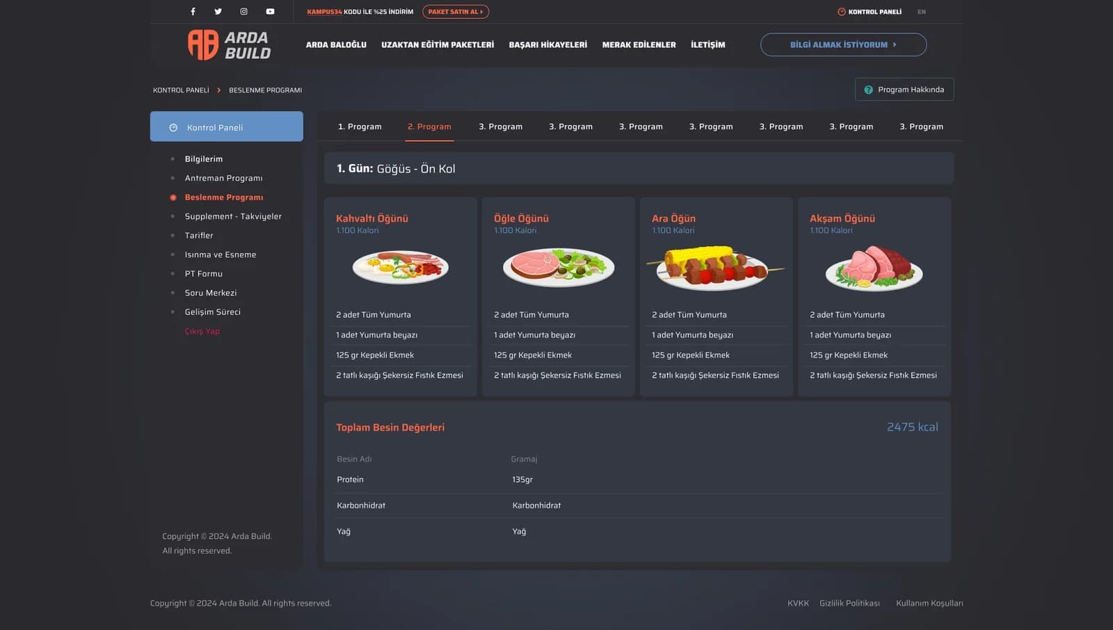 Arda Build Fitness Trainer — Web Sitesi
