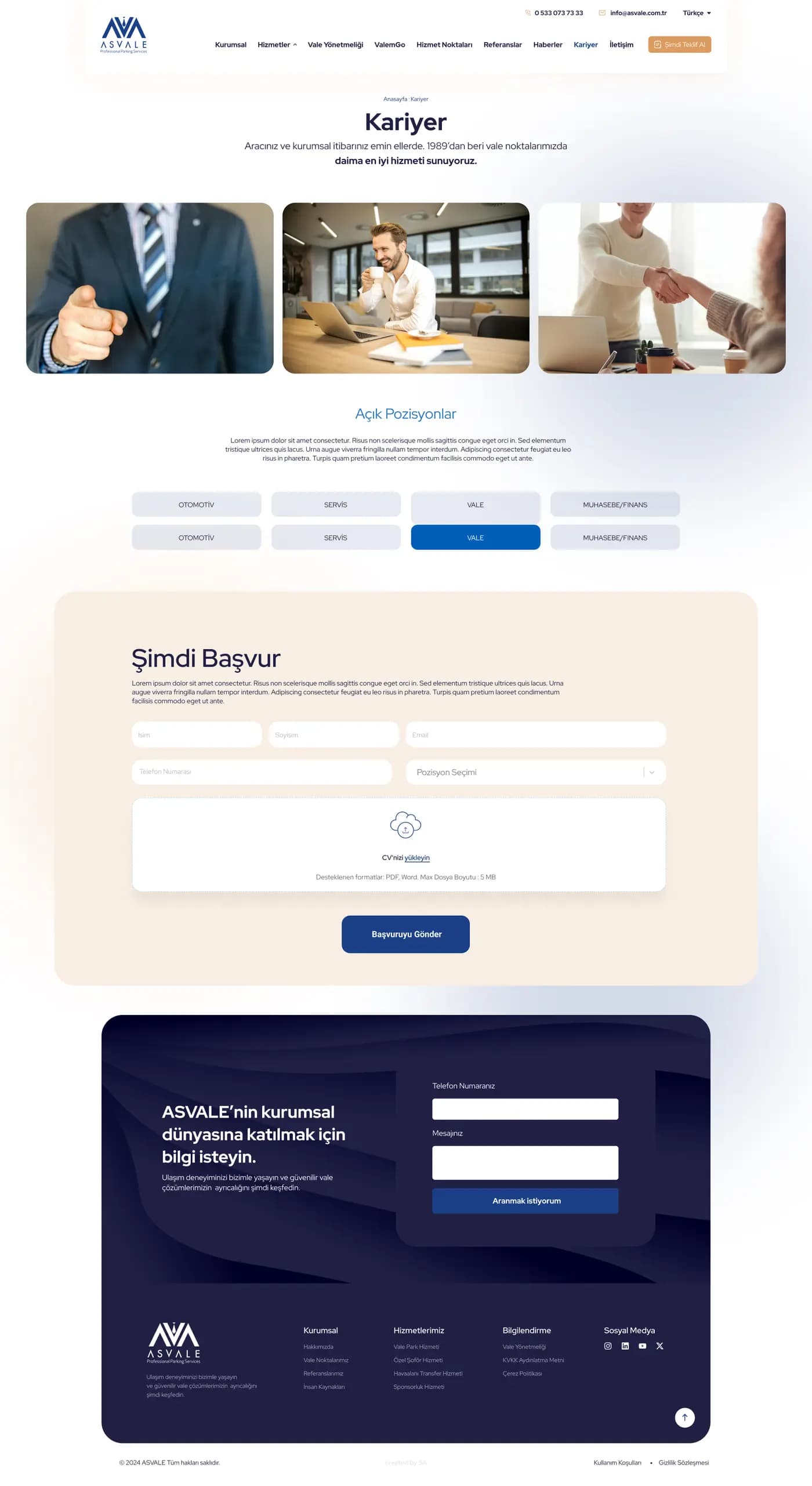 AS Vale Corporate Website — Web Sitesi