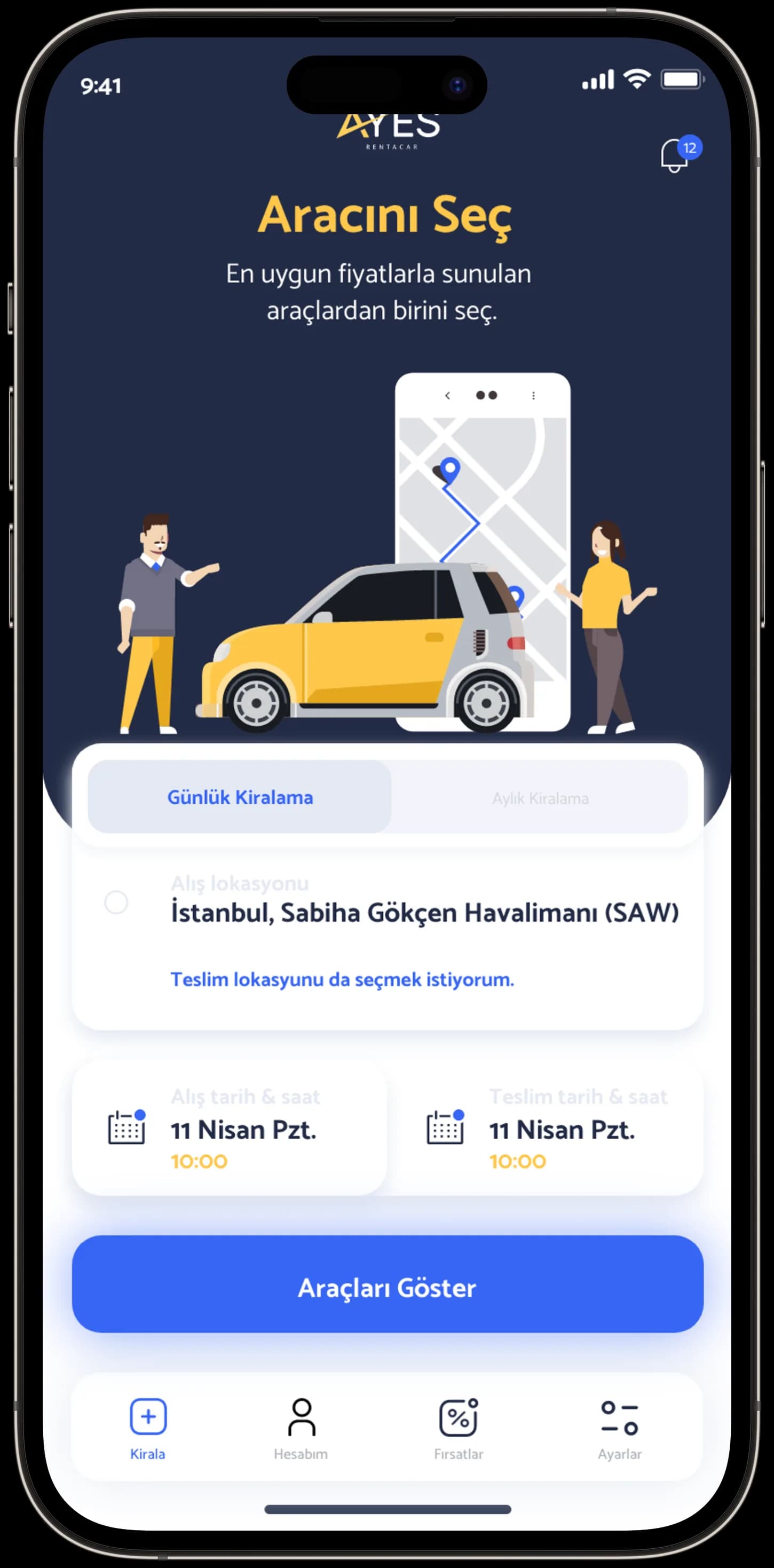 Ayes Rent A Car — Mobil Uygulama