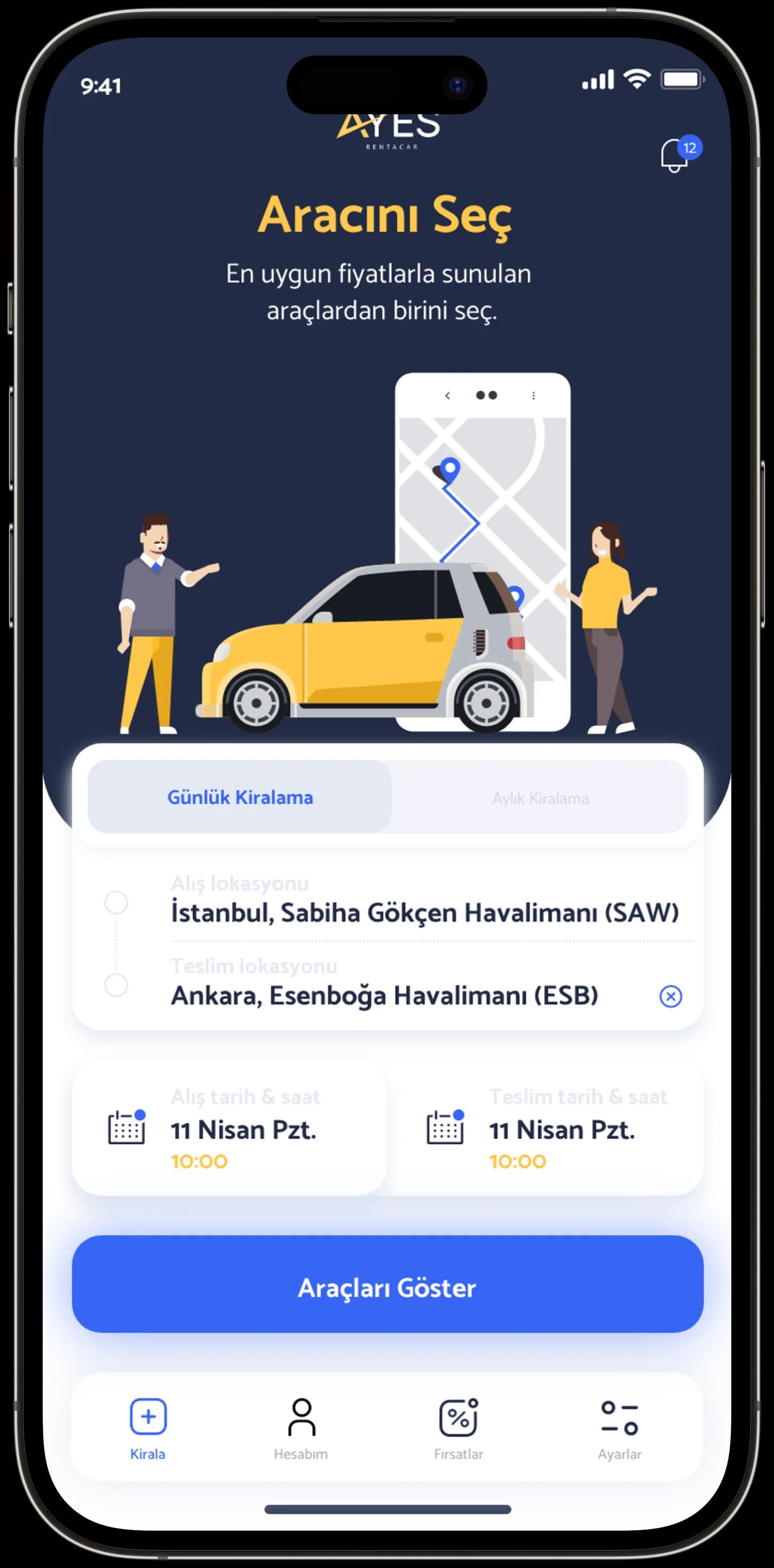 Ayes Rent A Car — Mobil Uygulama
