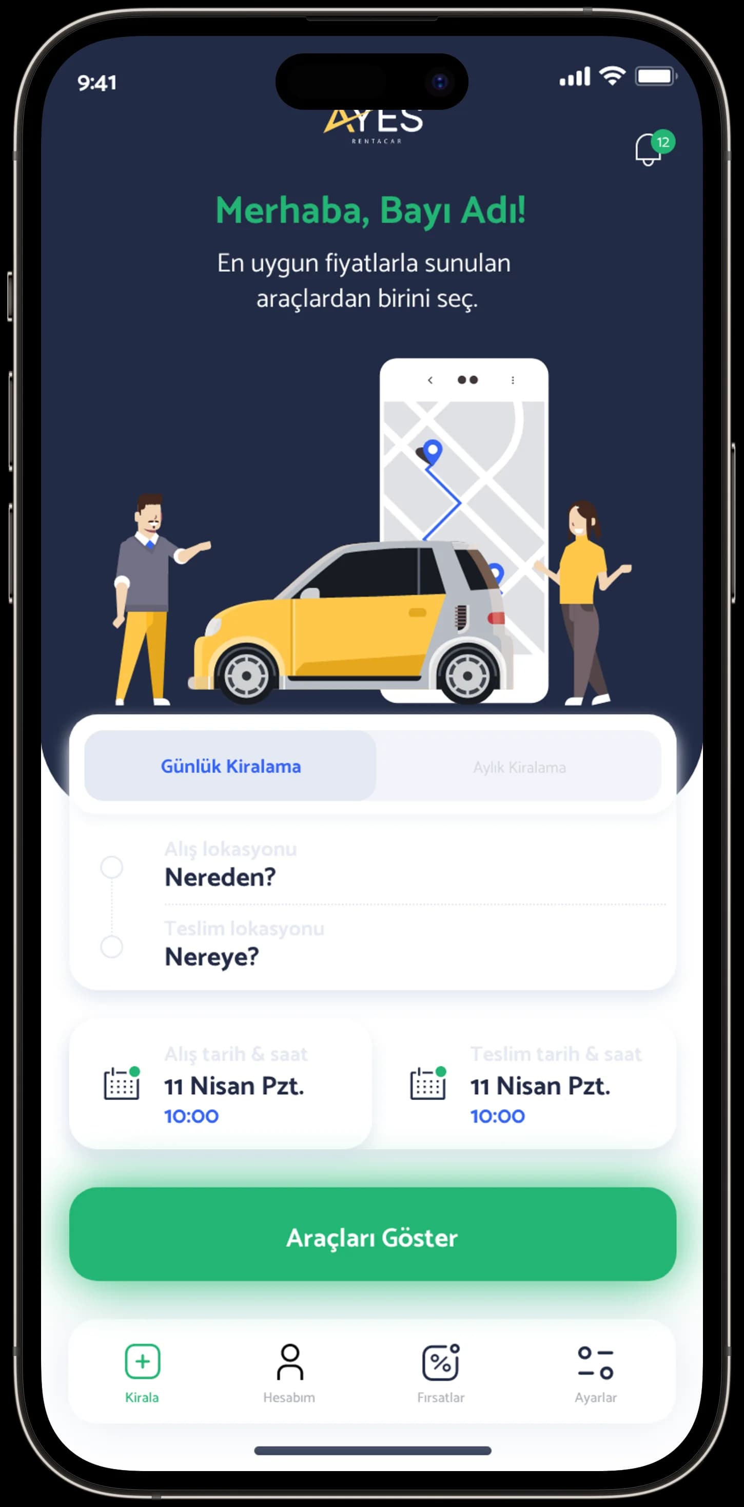 Ayes Rent A Car — Mobil Uygulama