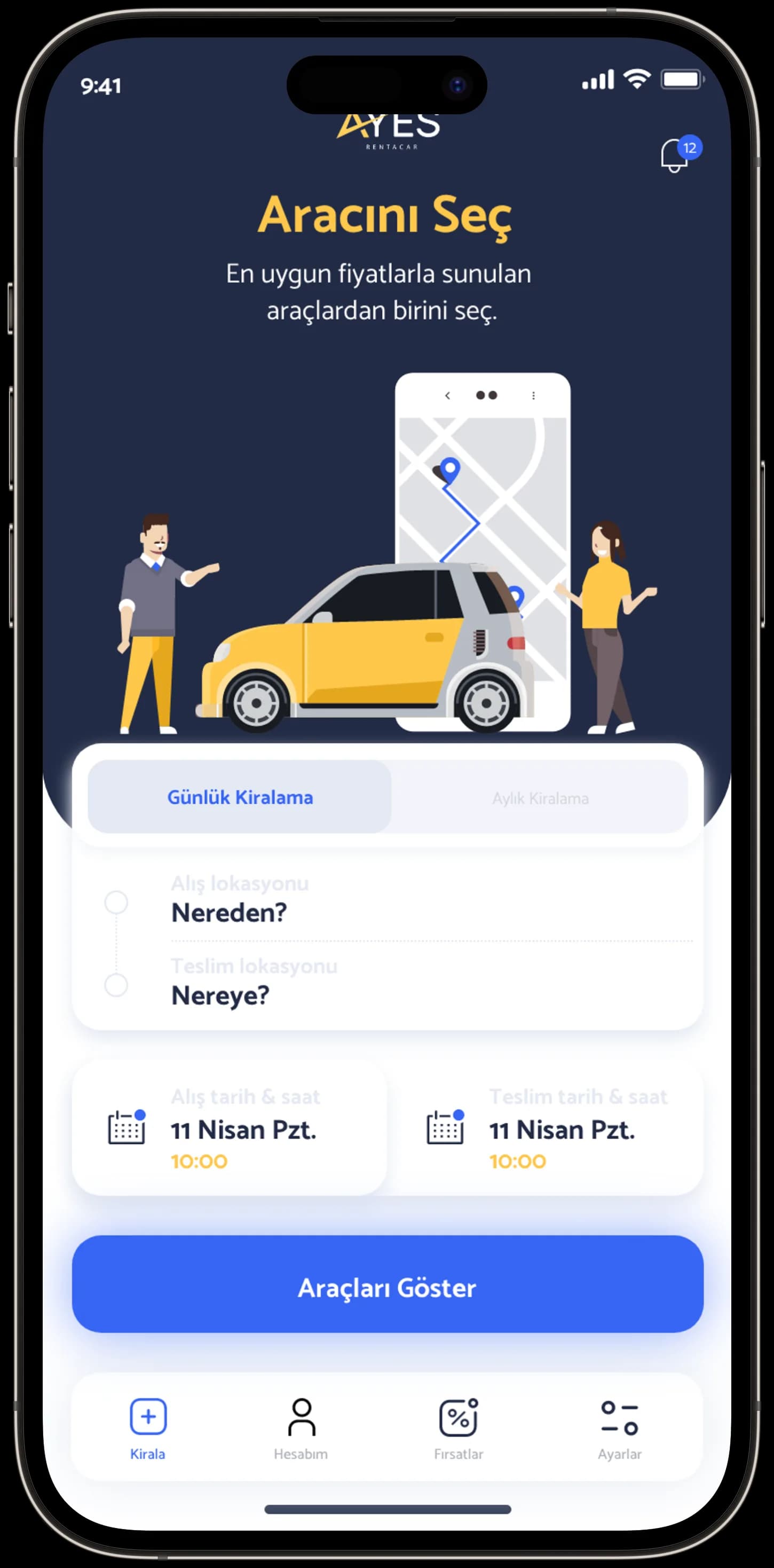 Ayes Rent A Car — Mobil Uygulama