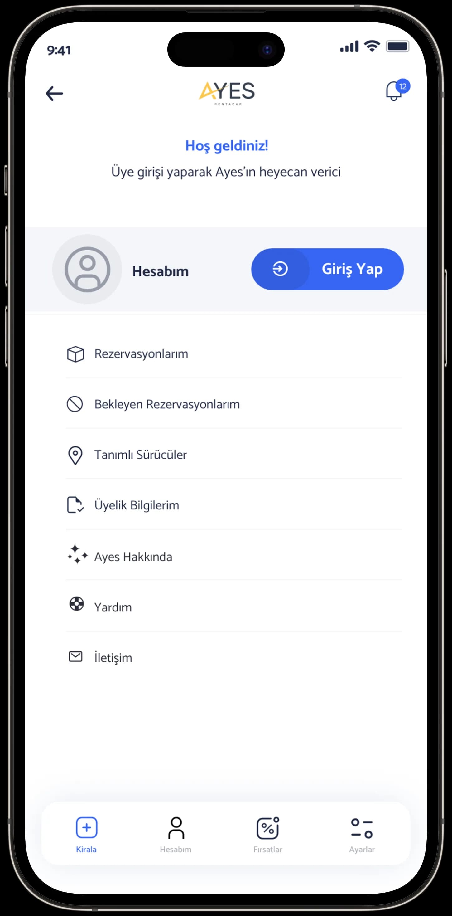 Ayes Rent A Car — Mobil Uygulama