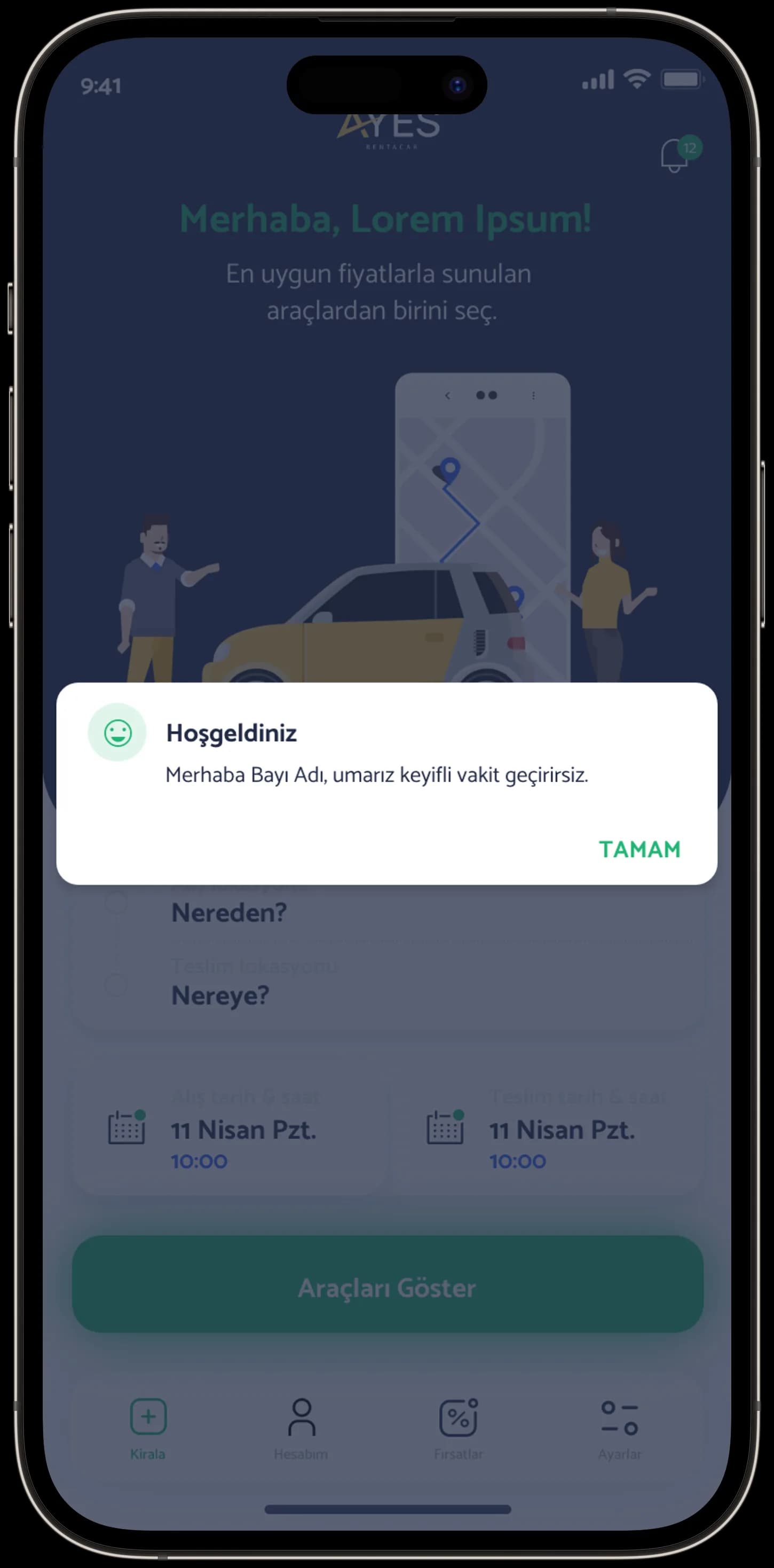 Ayes Rent A Car — Mobil Uygulama