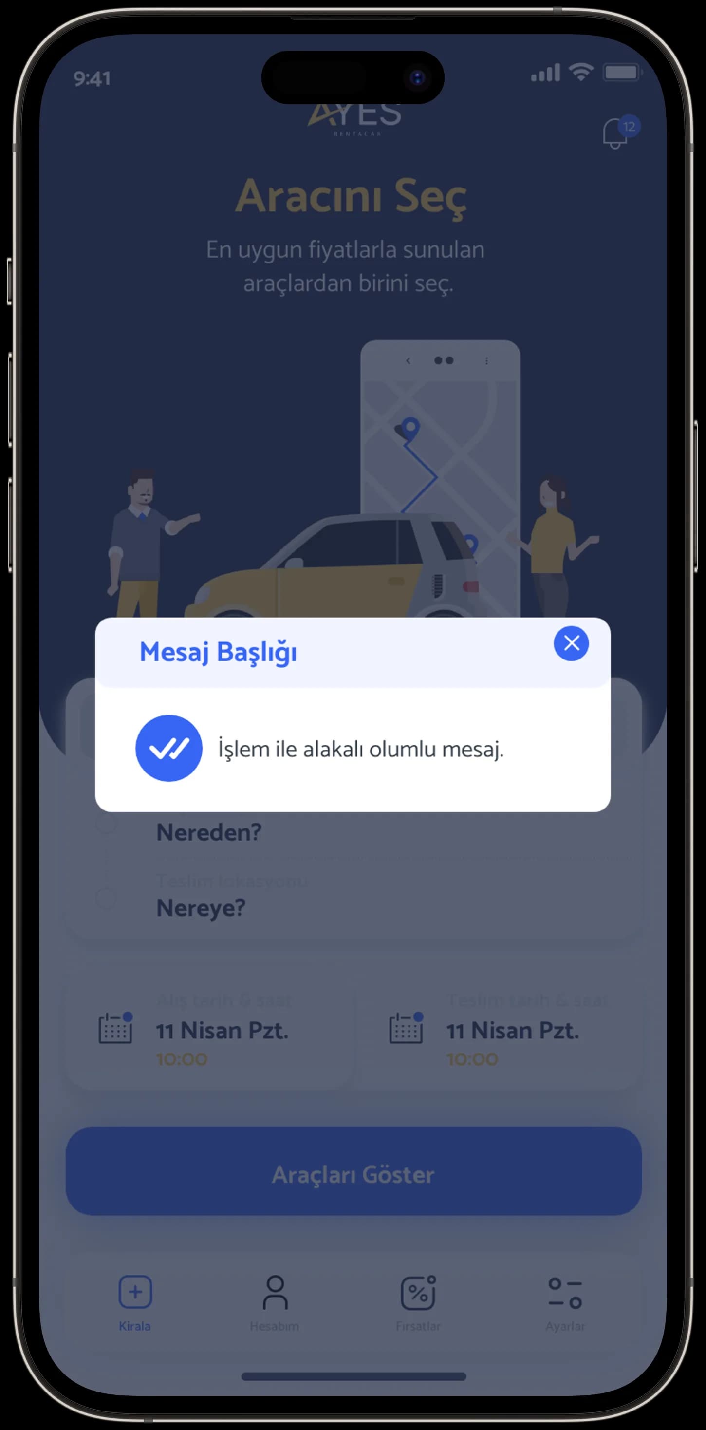 Ayes Rent A Car — Mobil Uygulama
