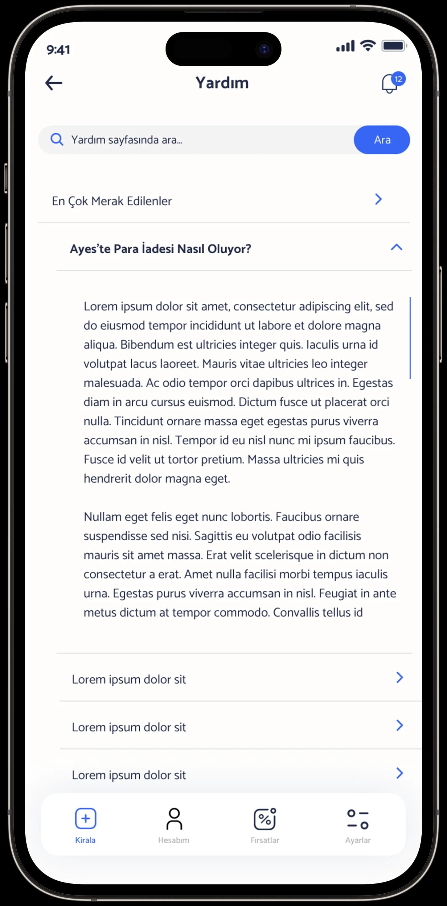 Ayes Rent A Car — Mobil Uygulama