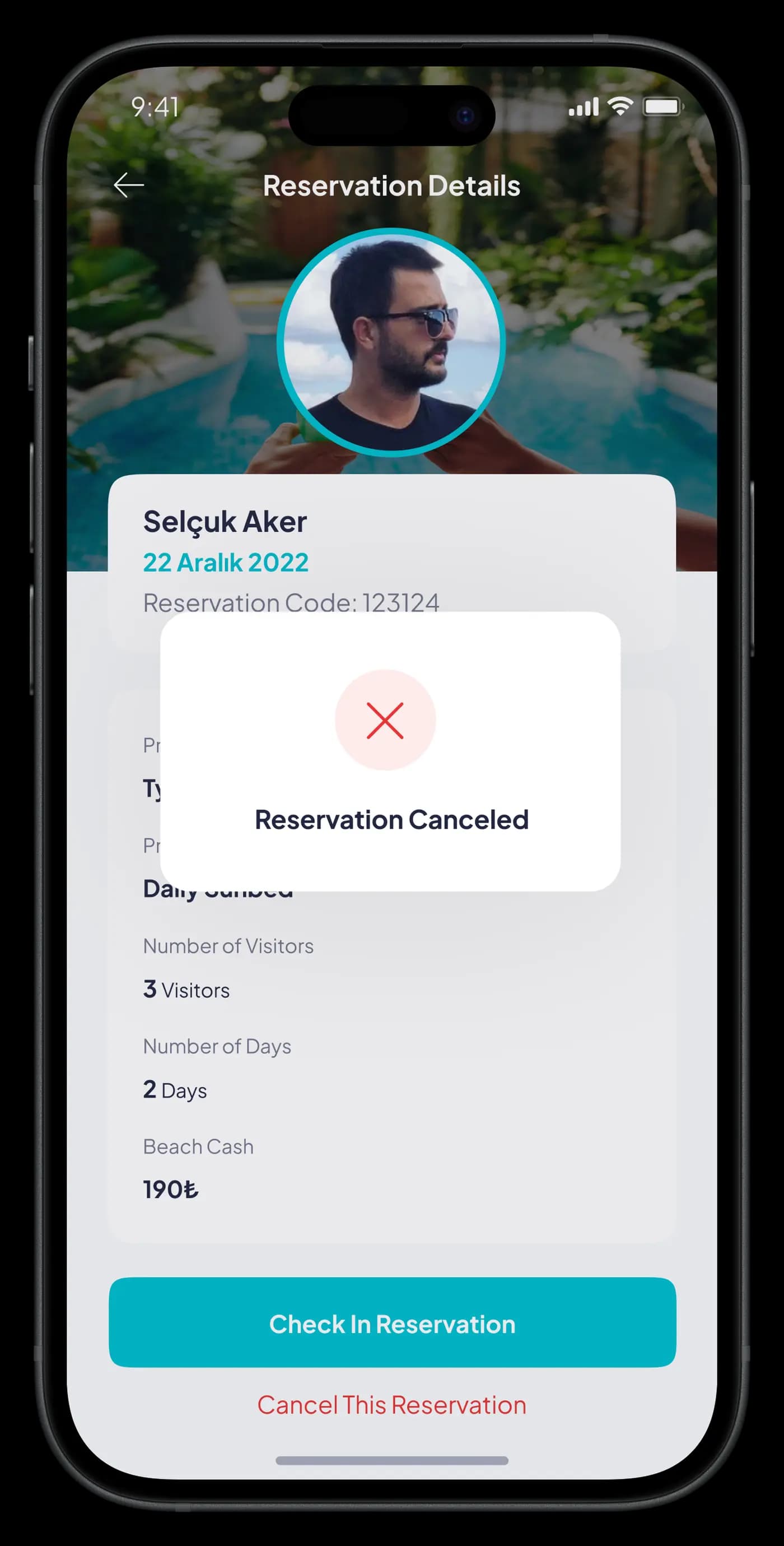 Beach Reservation Mobile App — Mobil Uygulama