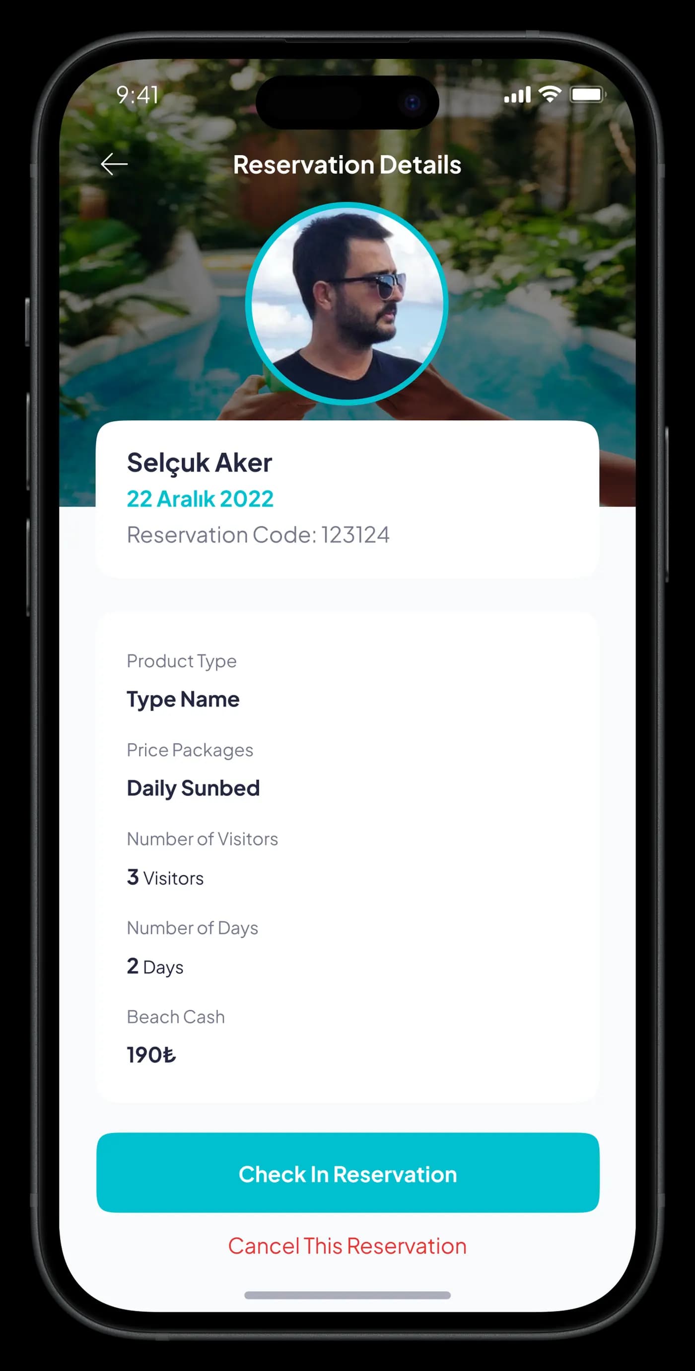 Beach Reservation Mobile App — Mobil Uygulama