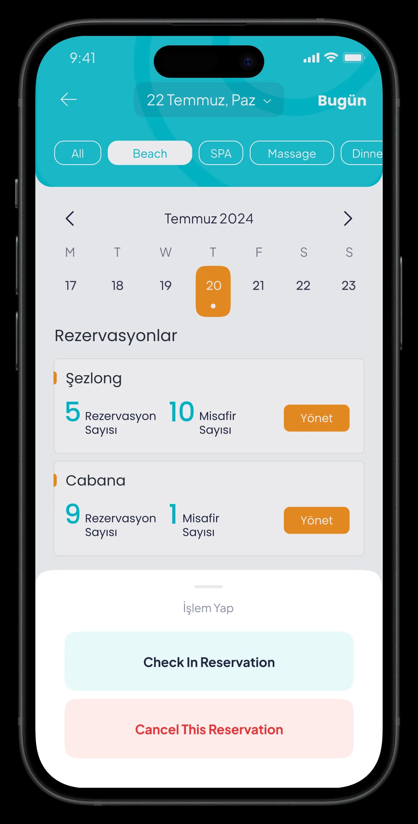 Beach Reservation Mobile App — Mobil Uygulama