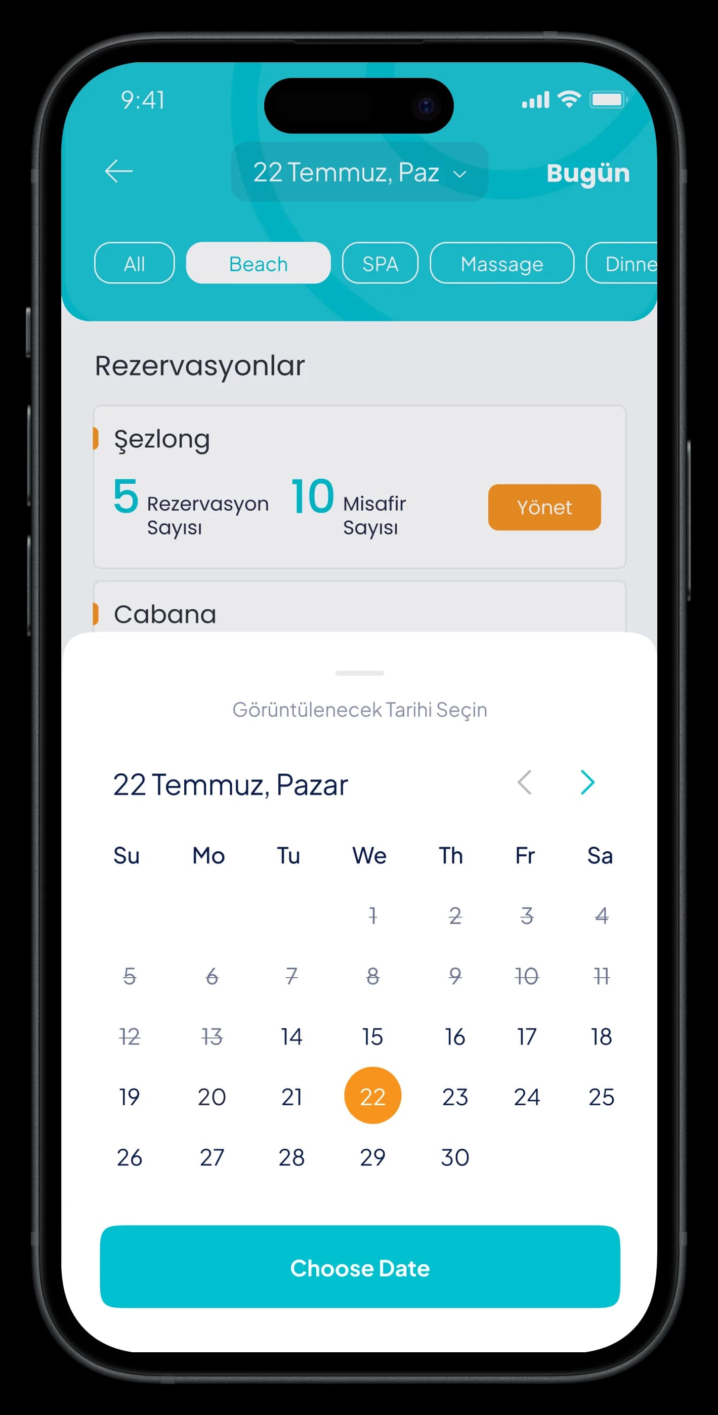 Beach Reservation Mobile App — Mobil Uygulama
