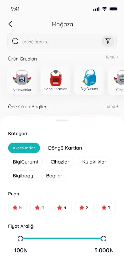 BigiBogy — Mobil Uygulama