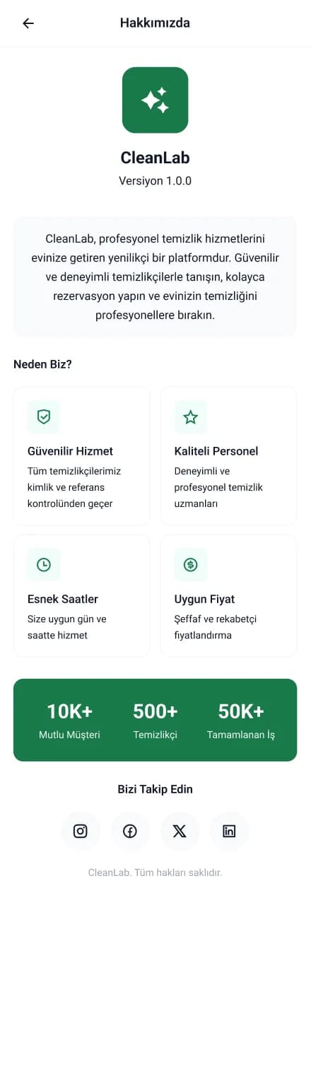 Clean Lab App — Mobil Uygulama