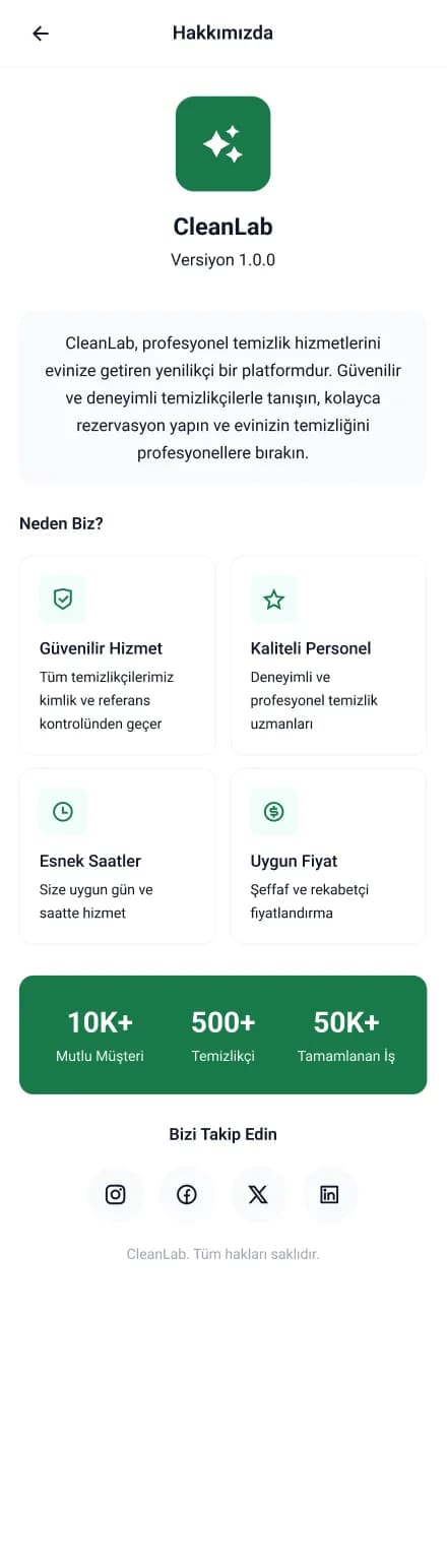 Clean Lab App — Mobil Uygulama