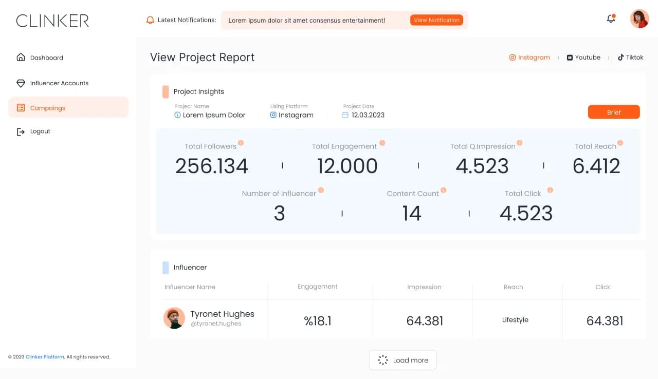 Clinker Social Media — SaaS & Dashboard