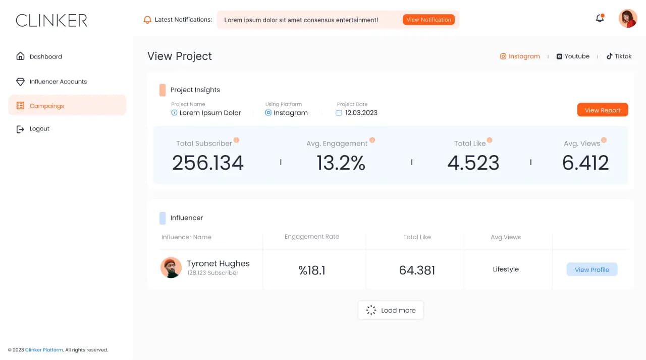 Clinker Social Media — SaaS & Dashboard