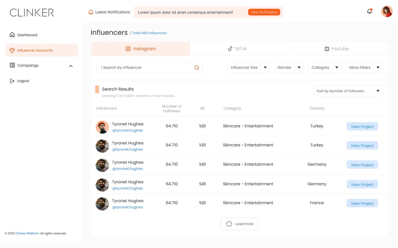Clinker Social Media — SaaS & Dashboard
