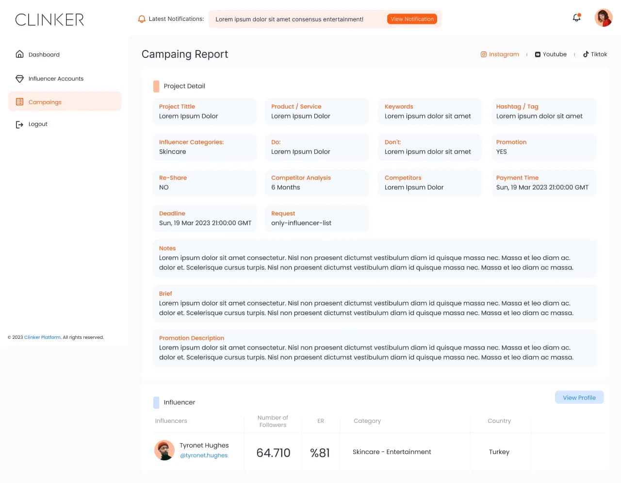 Clinker Social Media — SaaS & Dashboard
