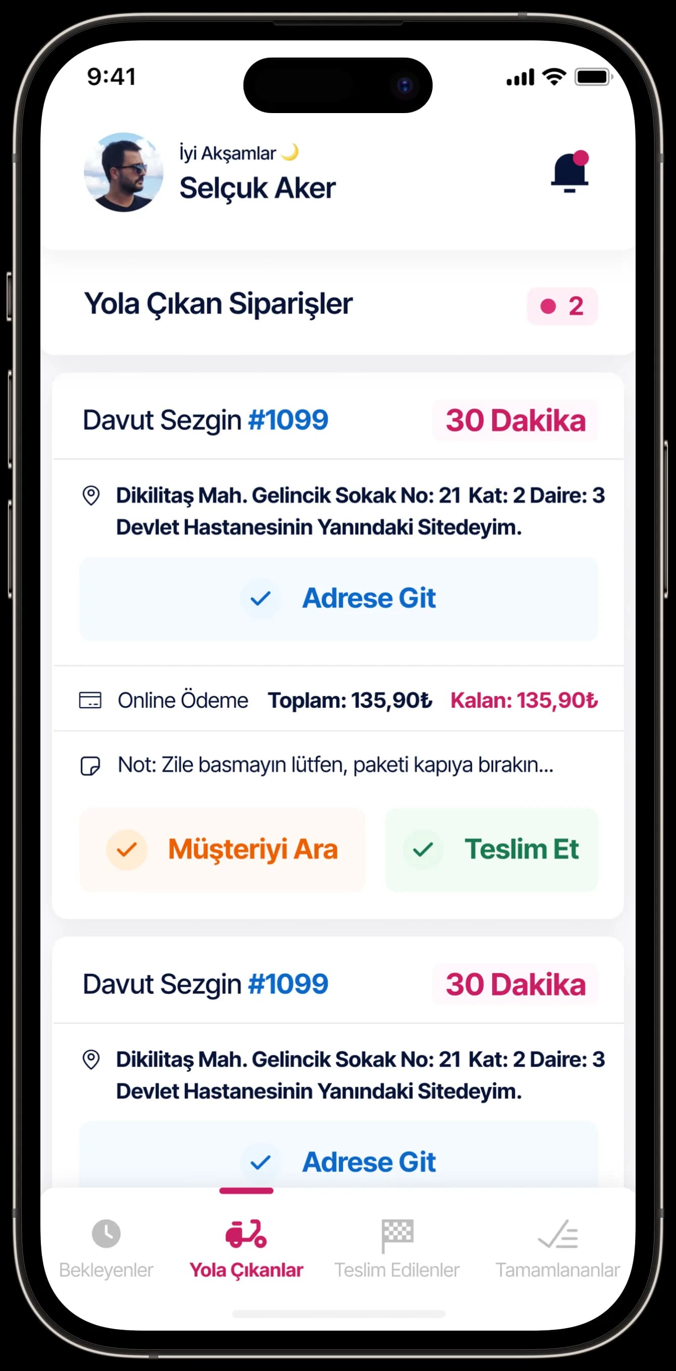 Courier App — Mobil Uygulama