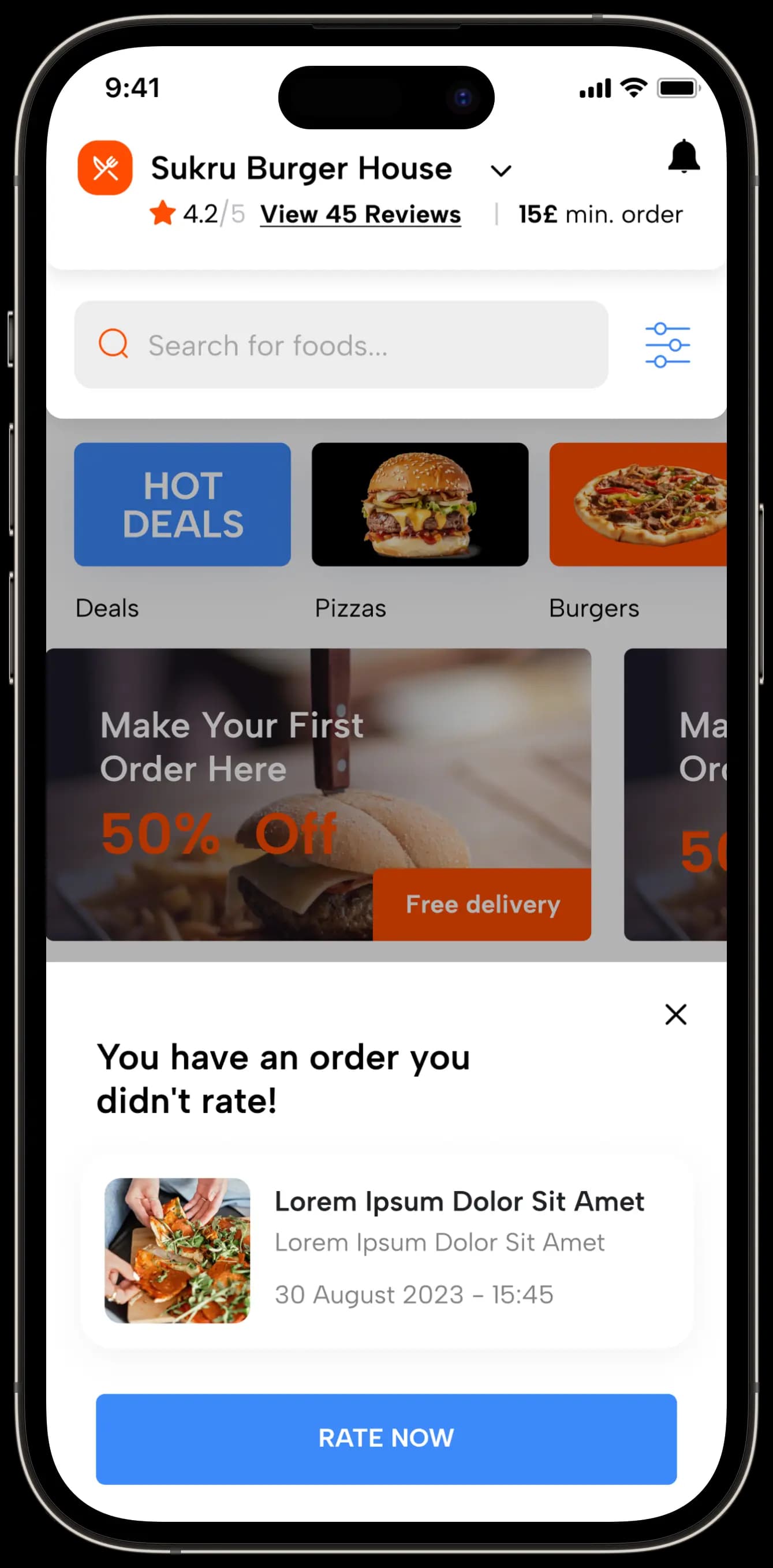 Food Delivery — Mobil Uygulama