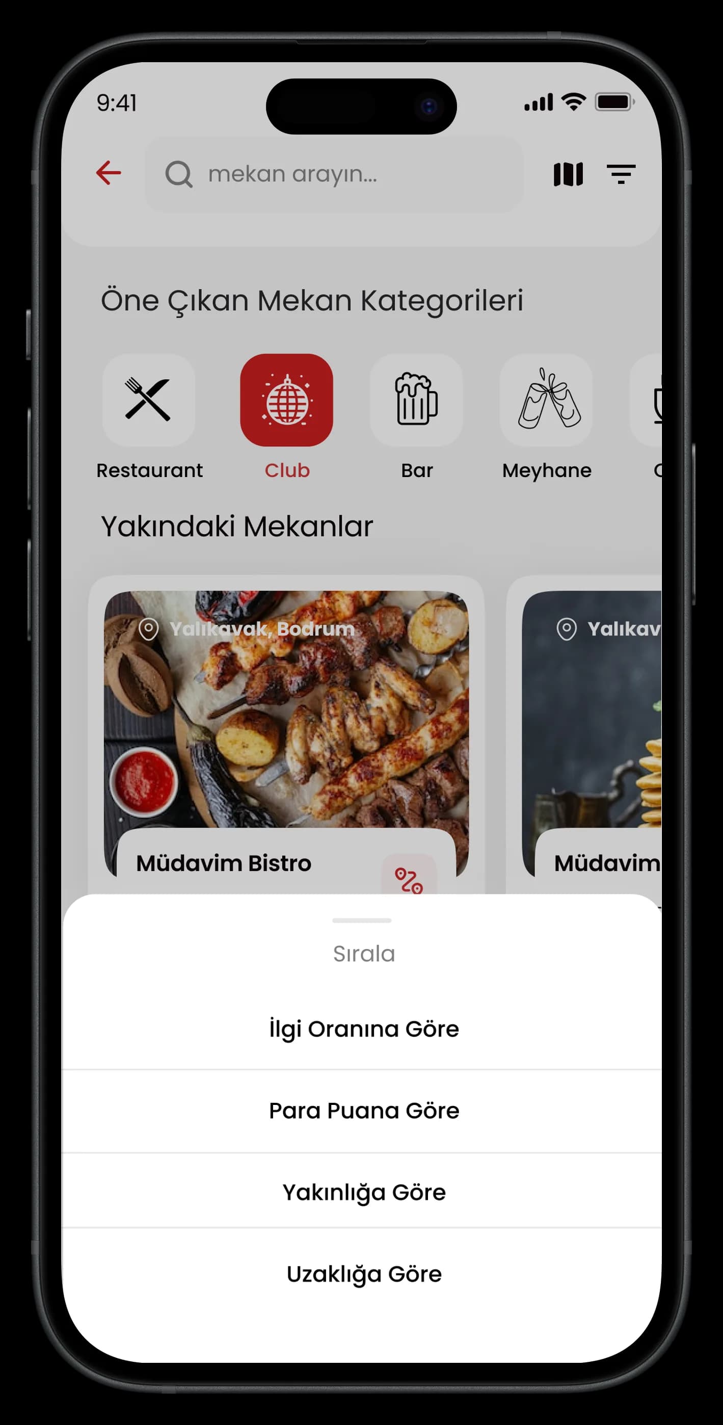 Food & Drink Discount App — Mobil Uygulama