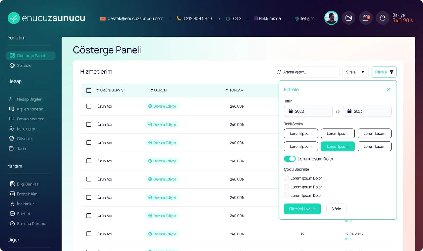 Hosting Market Place — E-Ticaret