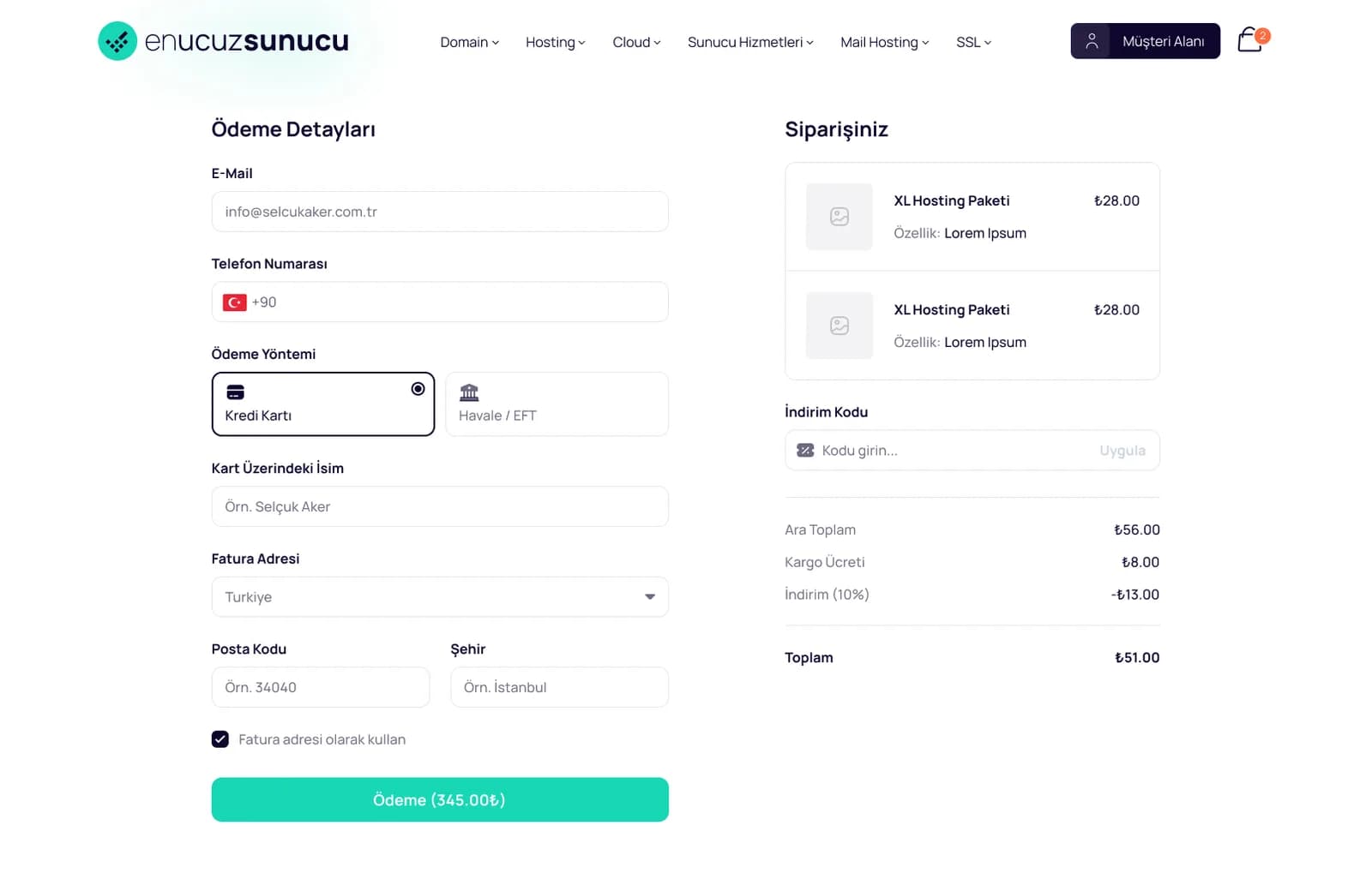 Hosting Market Place — E-Ticaret