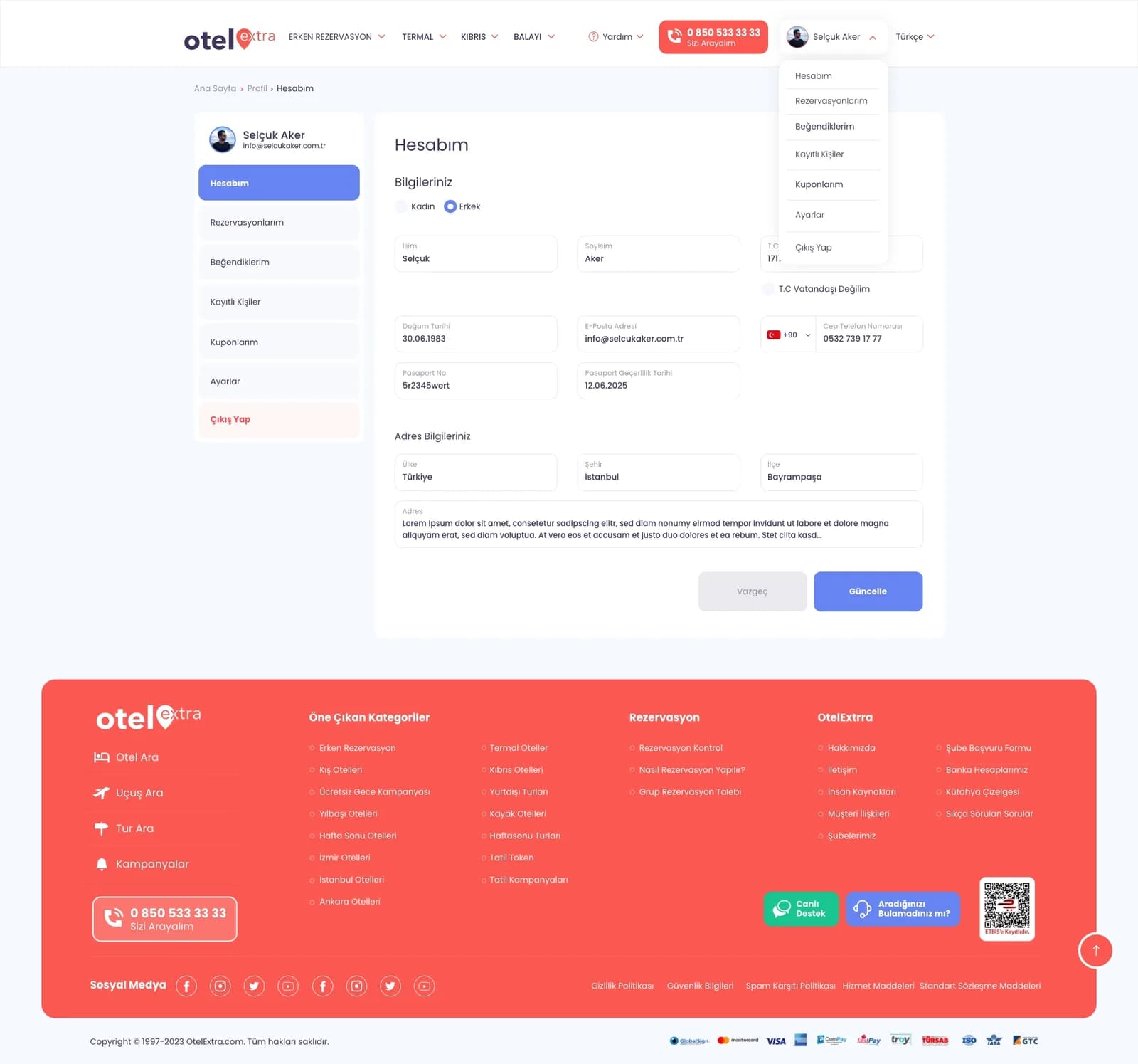 Hotel Extra — Web Sitesi