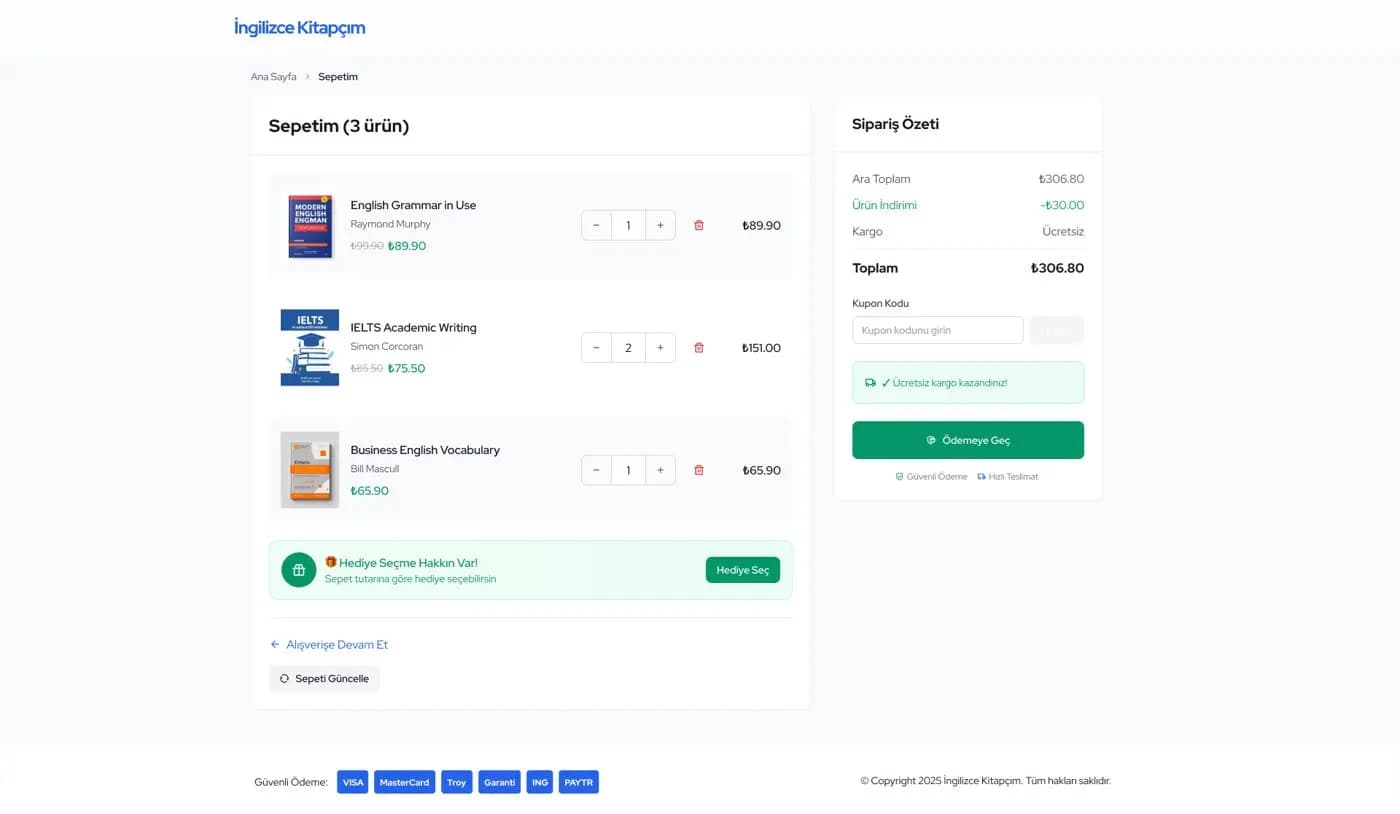 İngilizce Kitapçım — E-Ticaret
