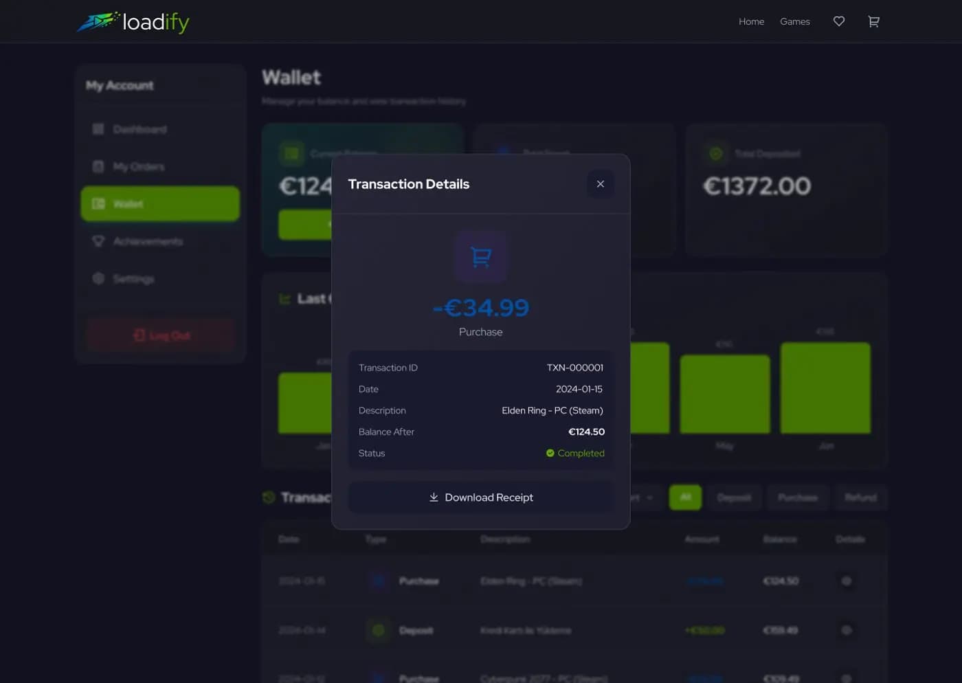 Loadify Game Portal — SaaS & Dashboard