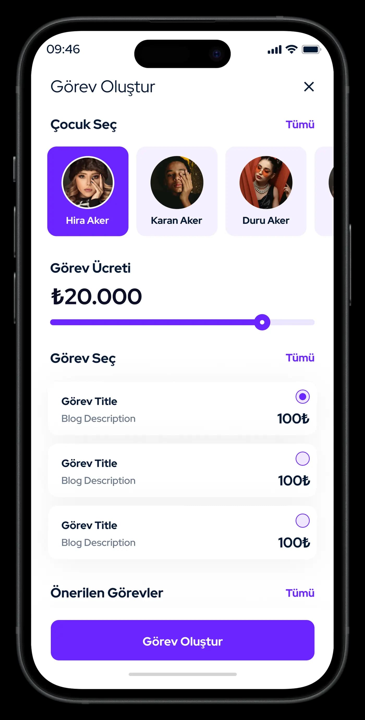 Parent & Child Finance Mobile App — Mobil Uygulama