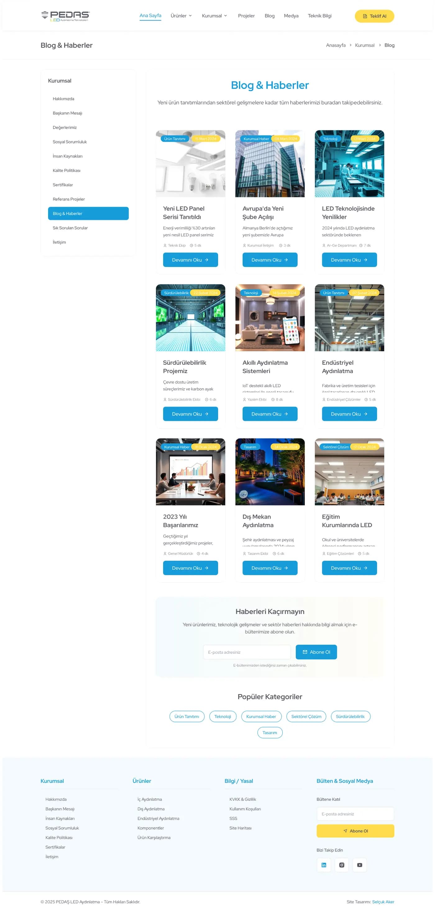 Pedaş LED — Web Sitesi