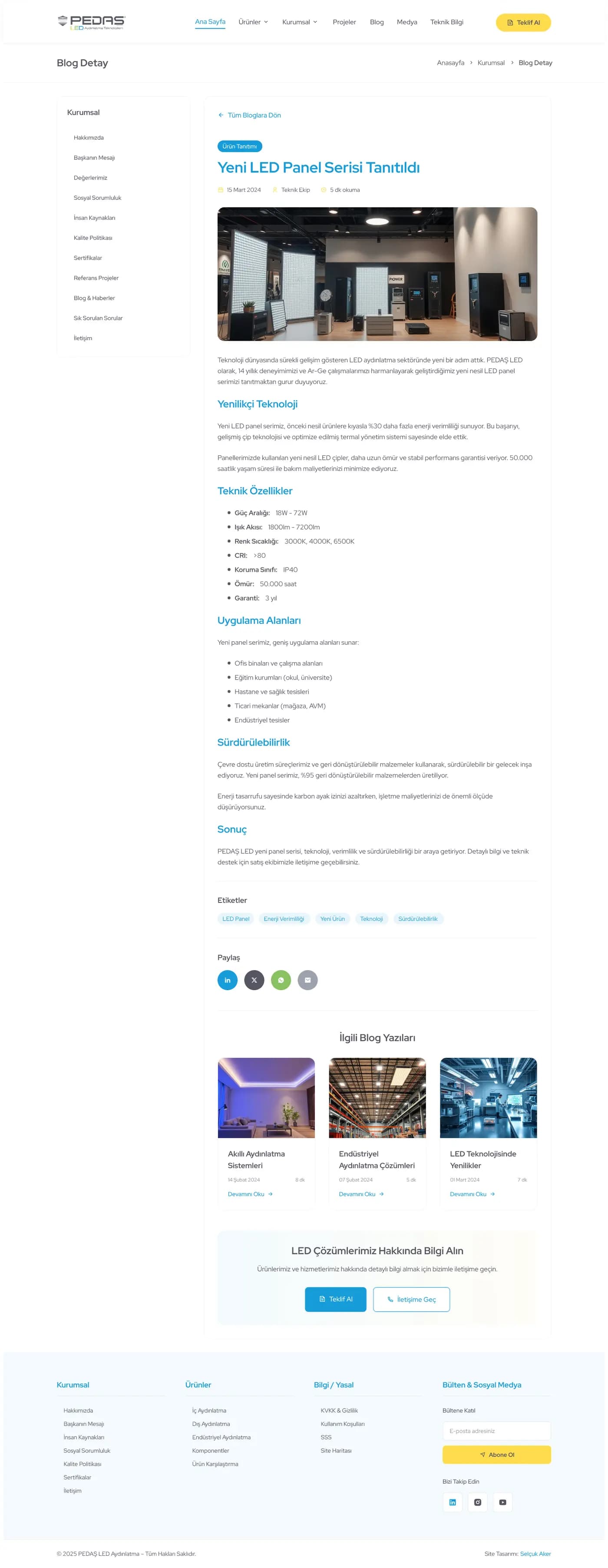 Pedaş LED — Web Sitesi
