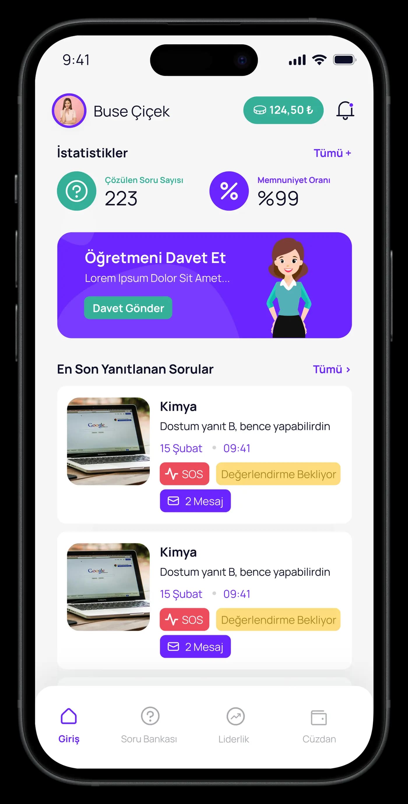 Question Based Education App — Mobil Uygulama