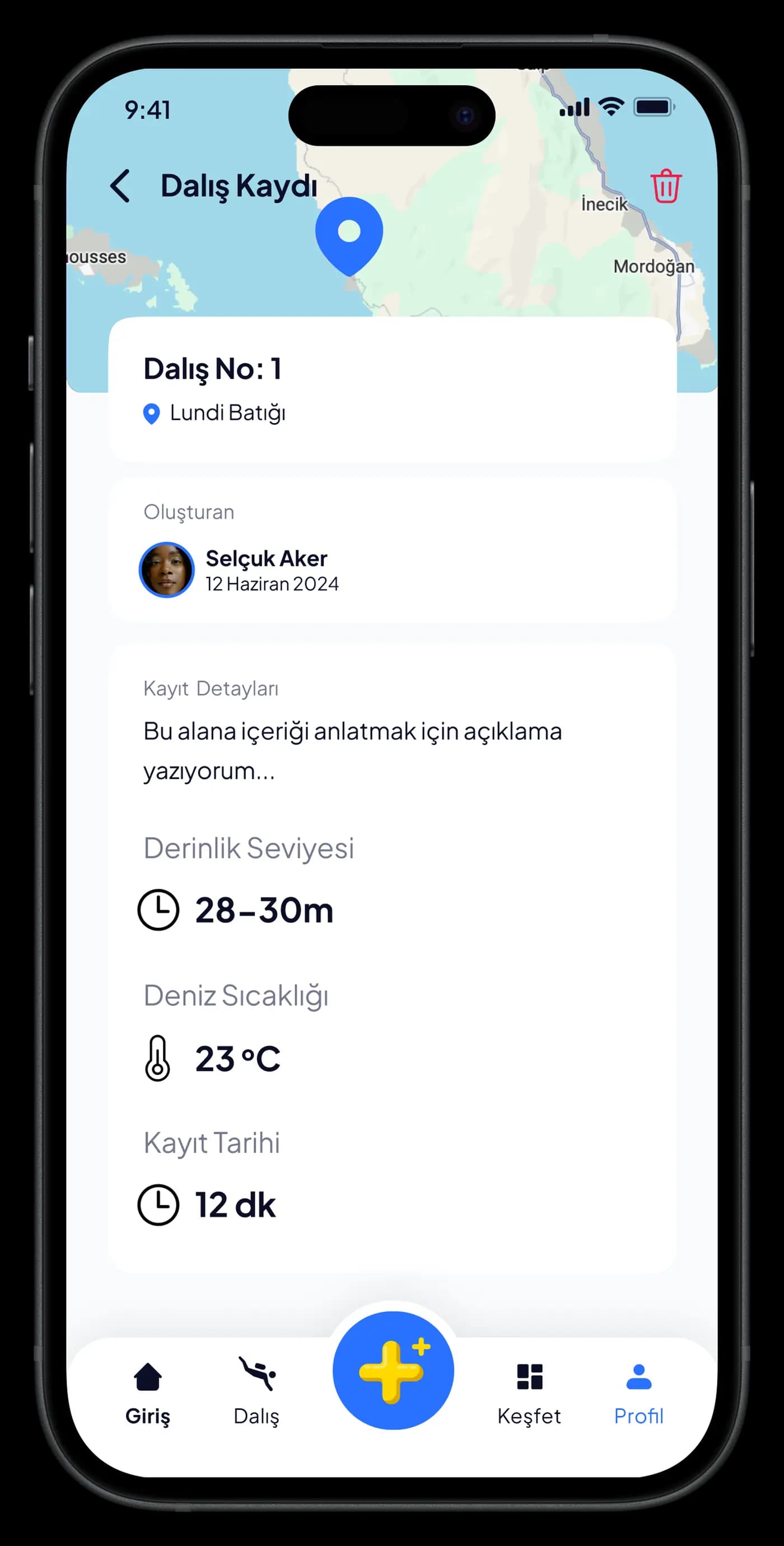 Scuba Diving Mobile App — Mobil Uygulama