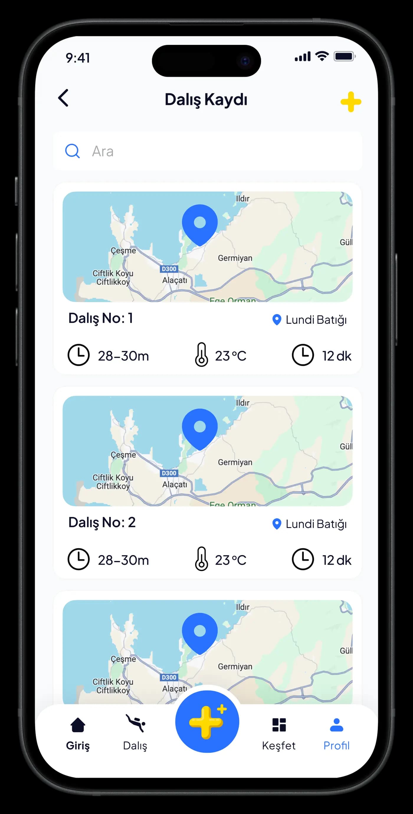 Scuba Diving Mobile App — Mobil Uygulama