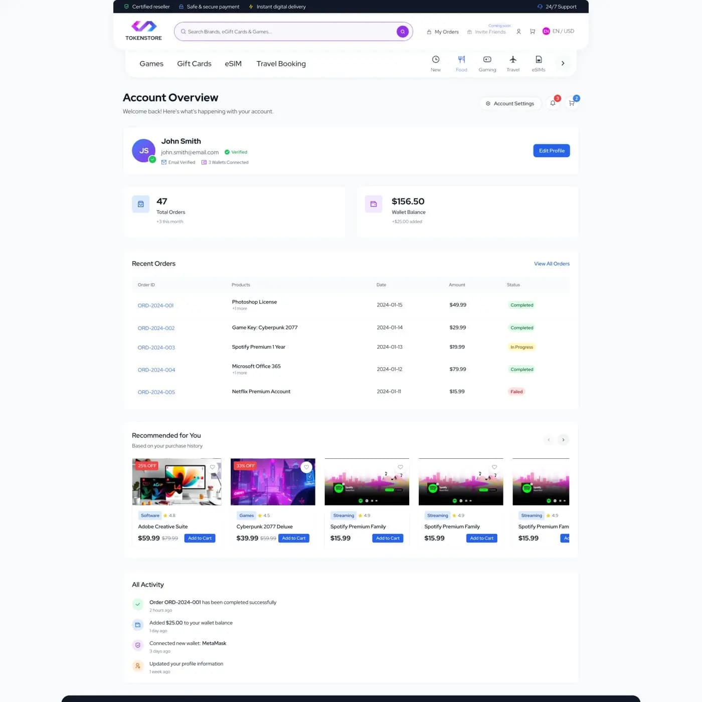 TokenStore — E-Ticaret