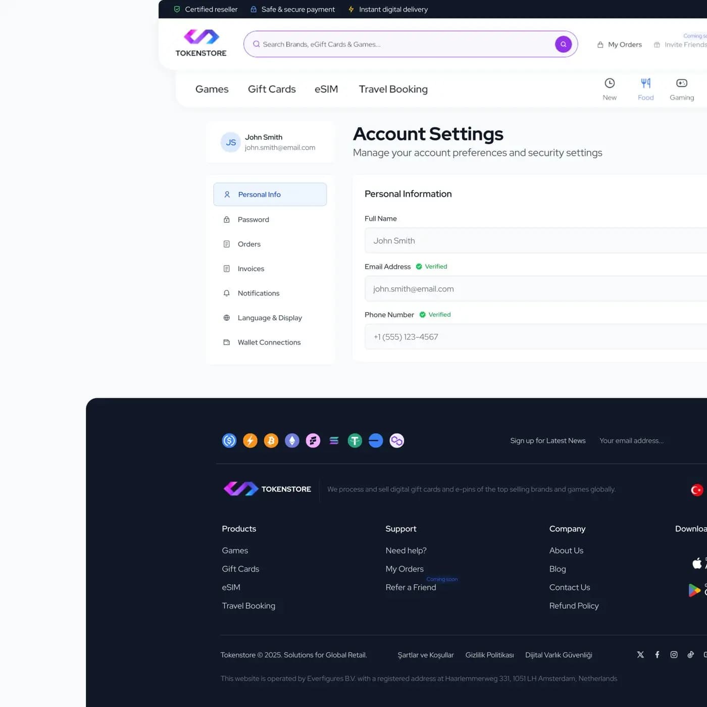 TokenStore — E-Ticaret