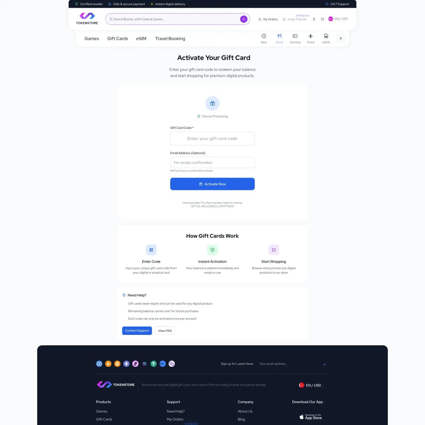 TokenStore — E-Ticaret